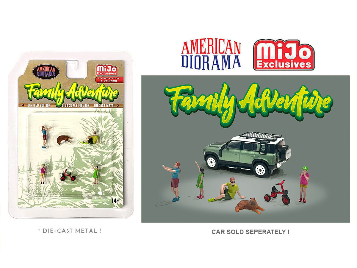 American Diorama 1/64 Scale Miniature Figures Set - Family Adventure Collection - MIJO Exclusives - Perfect for Diorama Displays, Model Train Scenes & Collectors