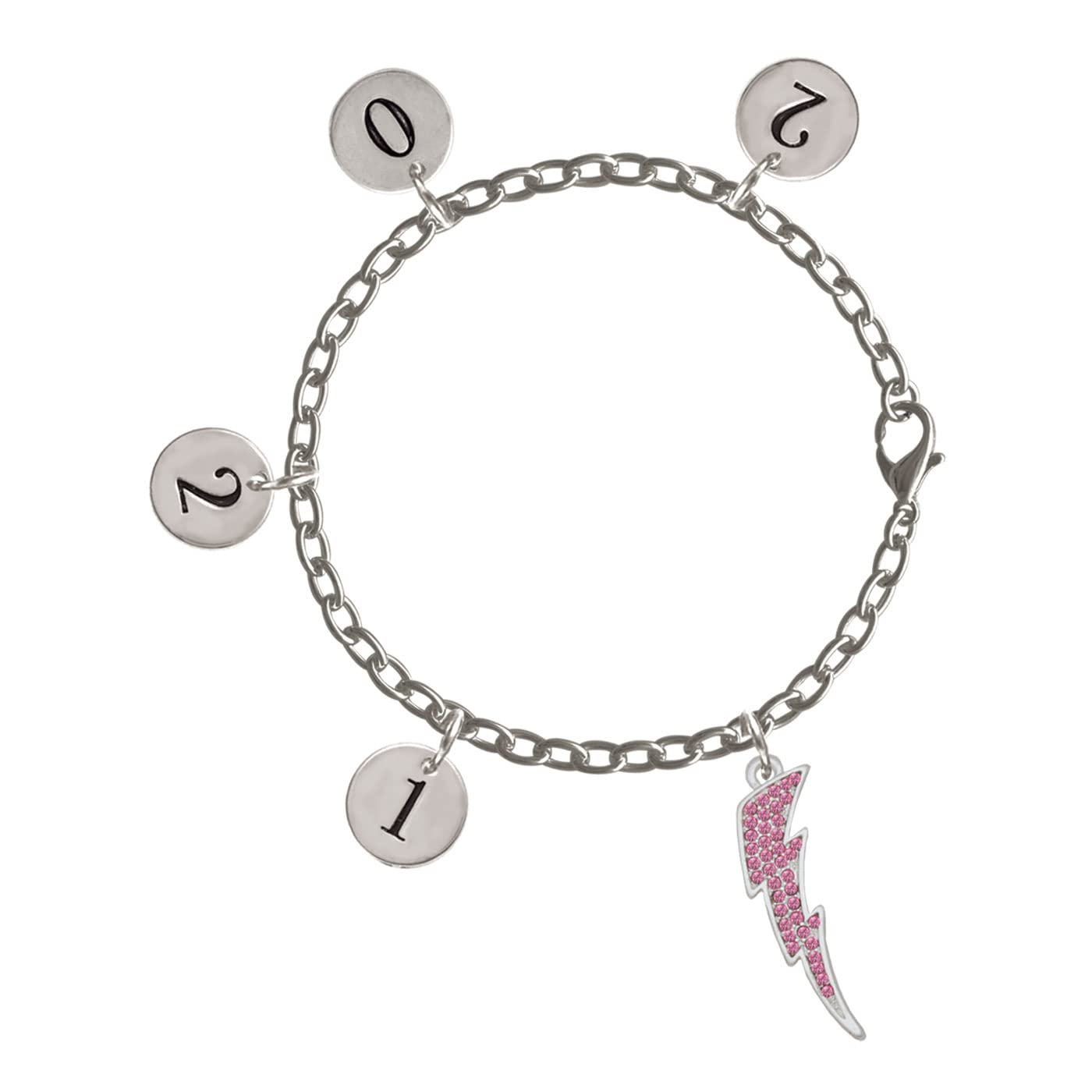 Delight Jewelry Silver-Tone Crystal Lightning Bolt Charm Bracelet for Women, 8 Inch Adjustable Bangle - Perfect for Casual Wear, Gifts & Boho Fashion Accessories