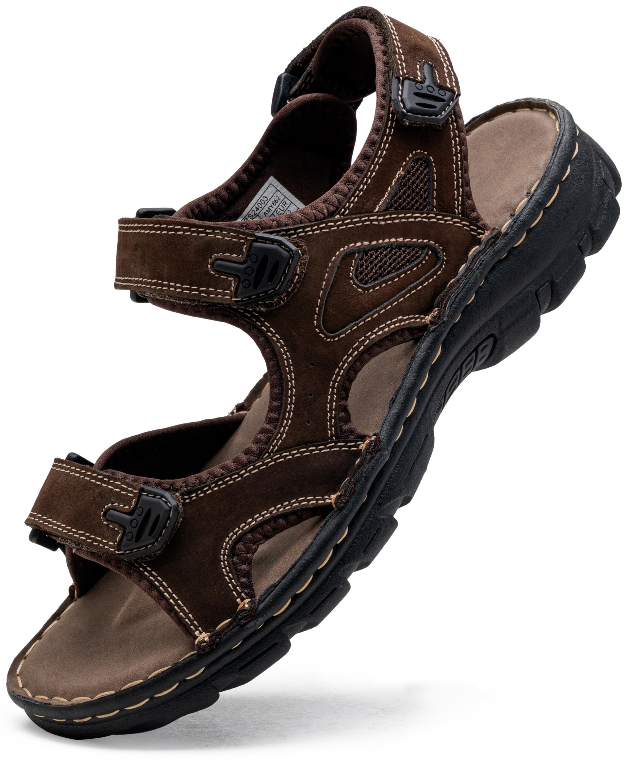 Jousen Men's Leather Open Toe Sandals - Breathable Beach & Hiking Sandals for Summer Outdoor Activities | Perfect for Walking, Travel and Water Sports