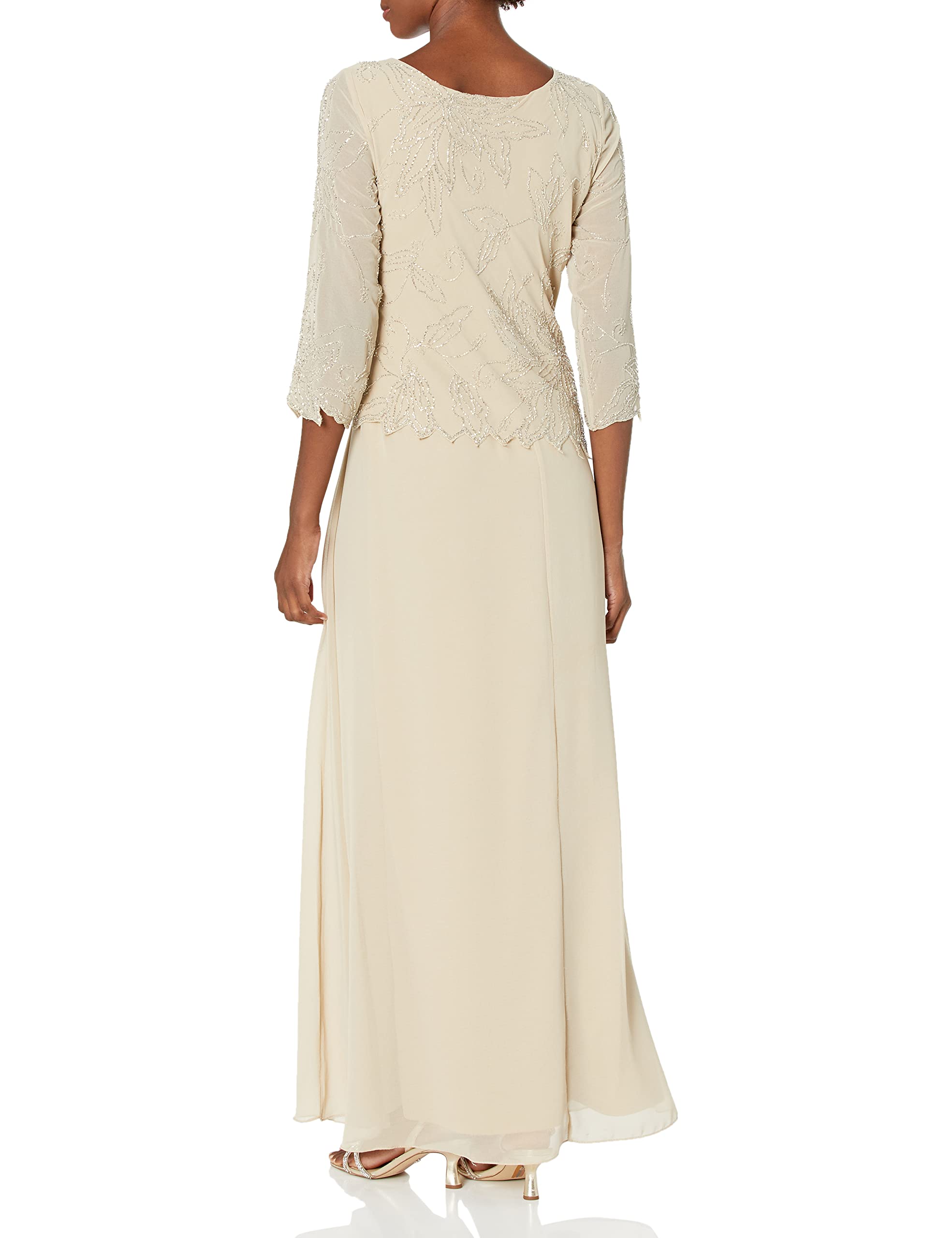 J Kara Women's Asymmetrical Beaded Dress with Boat Neck - Elegant Party & Evening Gown for Cocktail Dresses, Wedding Guest Outfits, Prom & Special Occasions