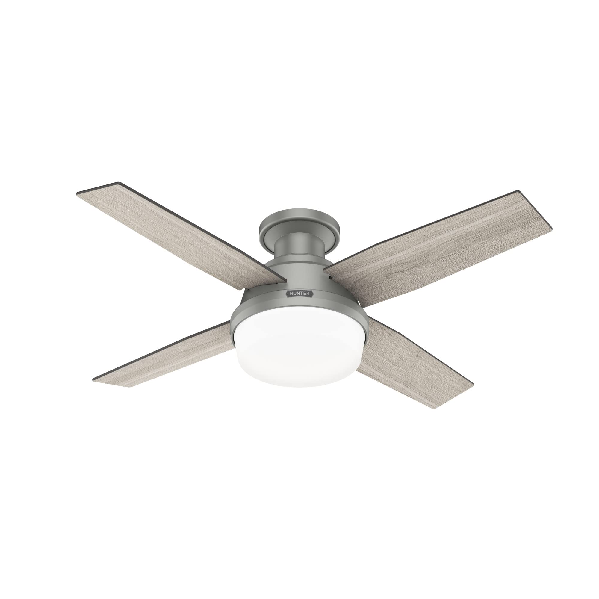 Hunter Fan Company 51757 Dempsey 44-Inch Indoor/Outdoor Ceiling Fan with Light Kit, Brushed Silver Finish - Perfect for Bedroom, Living Room, Patio & Covered Porches