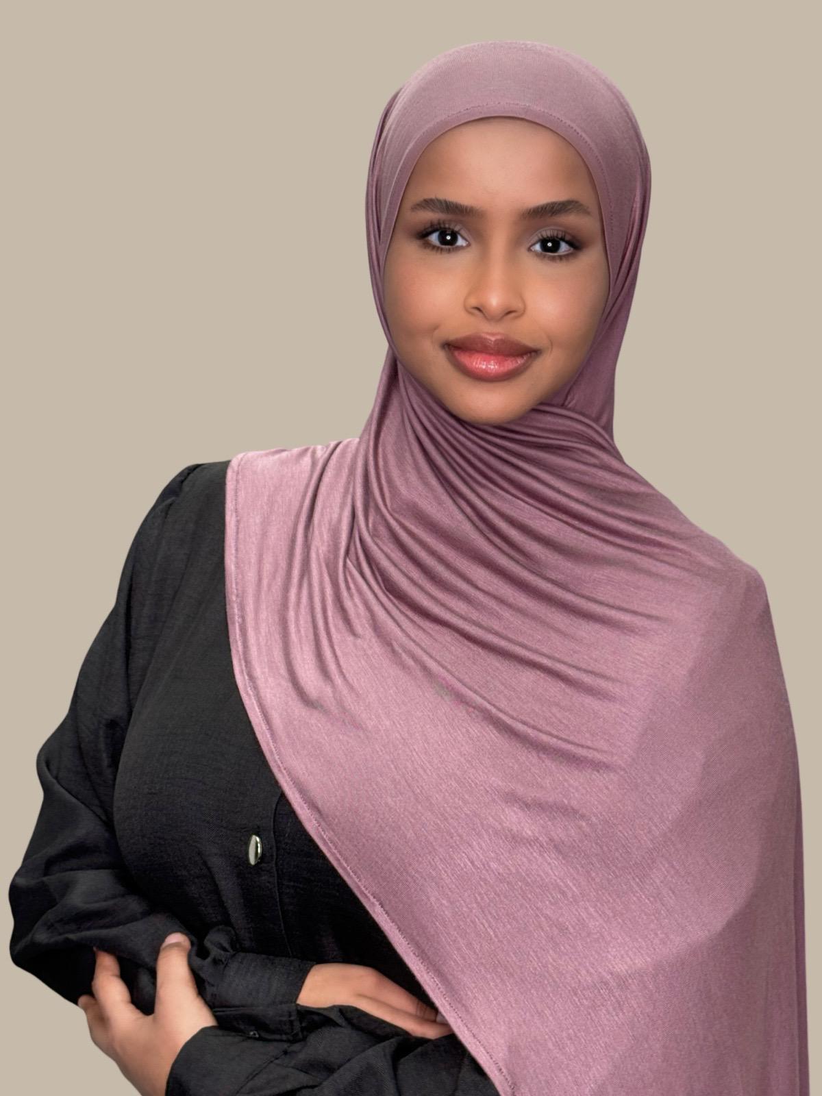 Pre-Sewn Jersey Hijab in Rose Taupe - Soft & Comfortable Muslim Headscarf for Daily Wear & Prayer