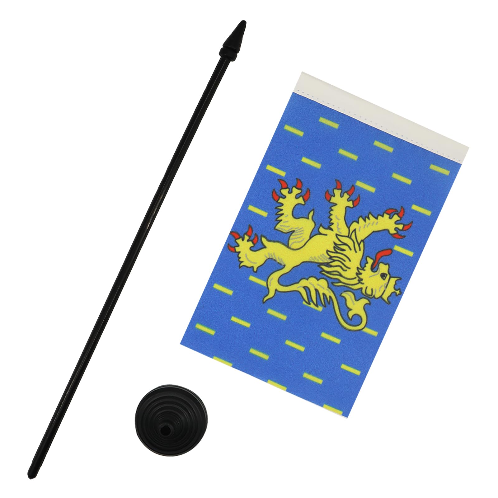 Franche-Comté Table Flag 4x6 Inches | French Region Desk Flag 15x10 cm with Black Plastic Stick & Base | AZ FLAG | Perfect for Office Decor, Cultural Displays & International Events