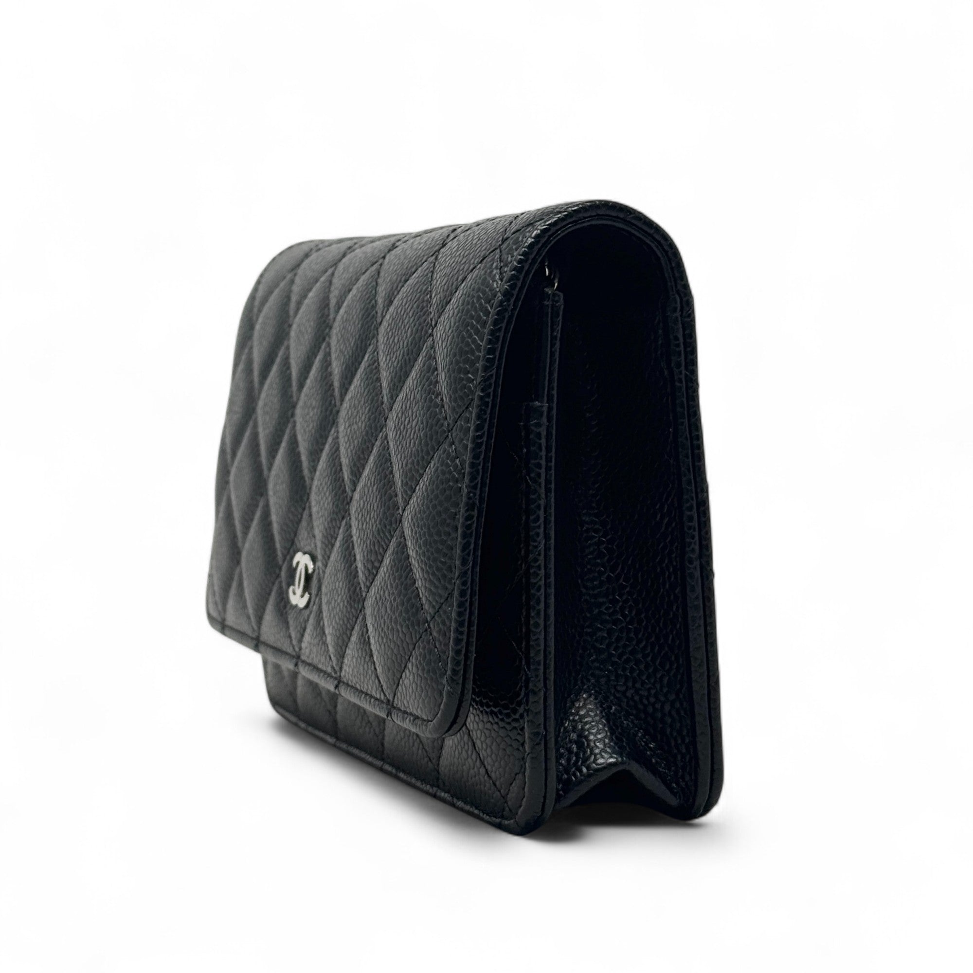 Chanel Black Quilted Caviar Leather Wallet on Chain Crossbody Bag - Elegant & Luxurious for Parties, Dating & Evening Events