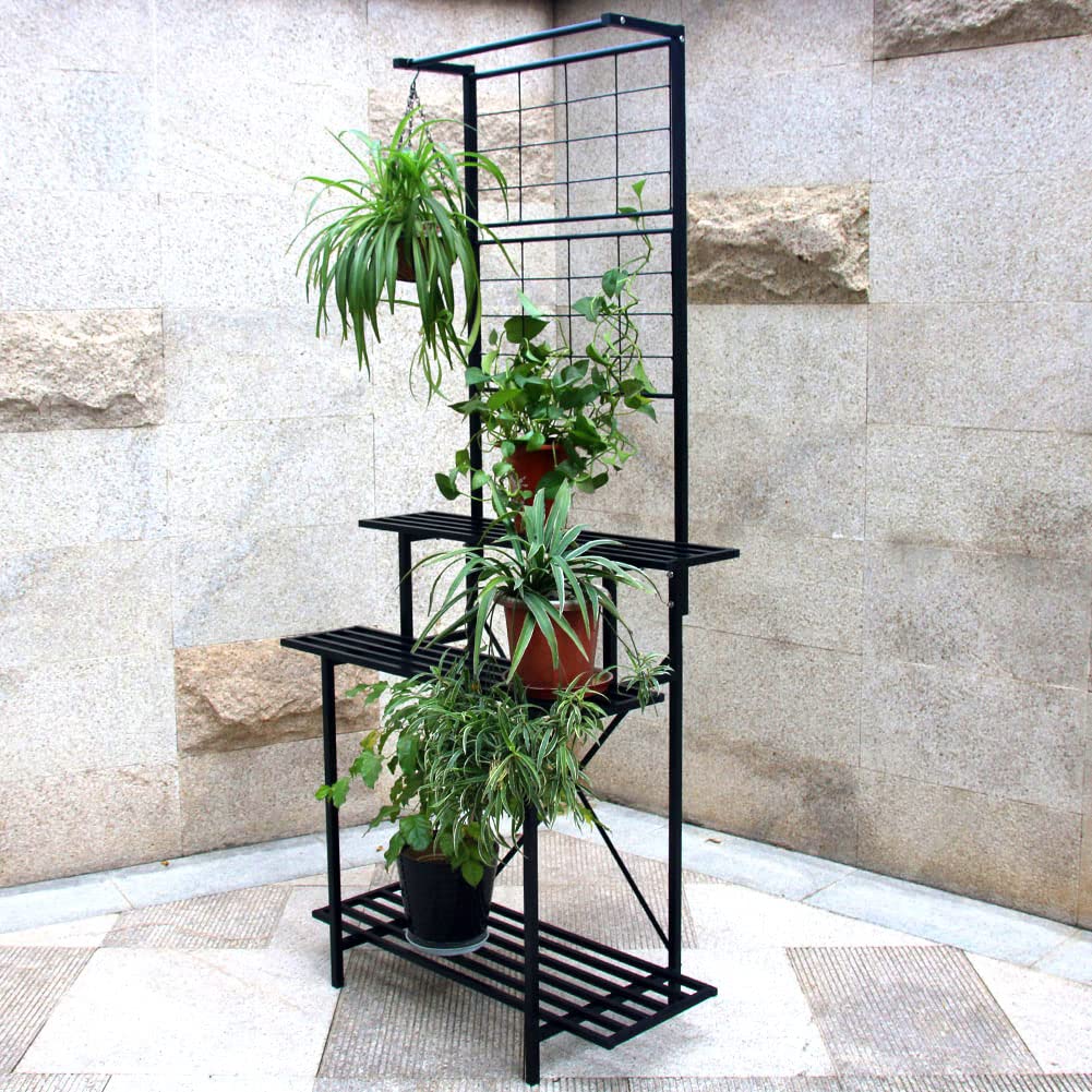 Heavy Duty Hanging Plant Pot Shelf Rack - Multi Layer Plant Stand for Indoor Outdoor Use, Home Garden Balcony Decor - Perfect for Small Spaces, Vertical Gardening & Displaying Succulents, Herbs, Flowers