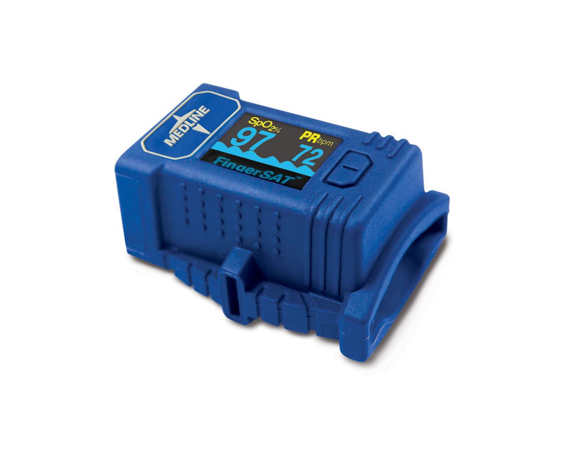 Medline High-Impact Fingertip Pulse Oximeter with OLED Display - Accurate Oxygen Saturation (SpO2) and Pulse Rate Monitor for Adults | Perfect for Home Use, Hospitals, and Fitness Tracking