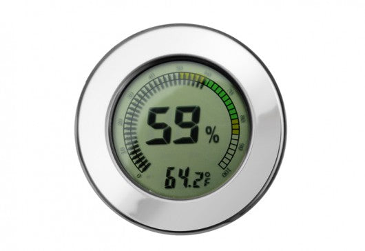 Round Digital Hygrometer with Temperature Display - Polished Silver Finish - Perfect for Home, Office, and Greenhouse Humidity Monitoring