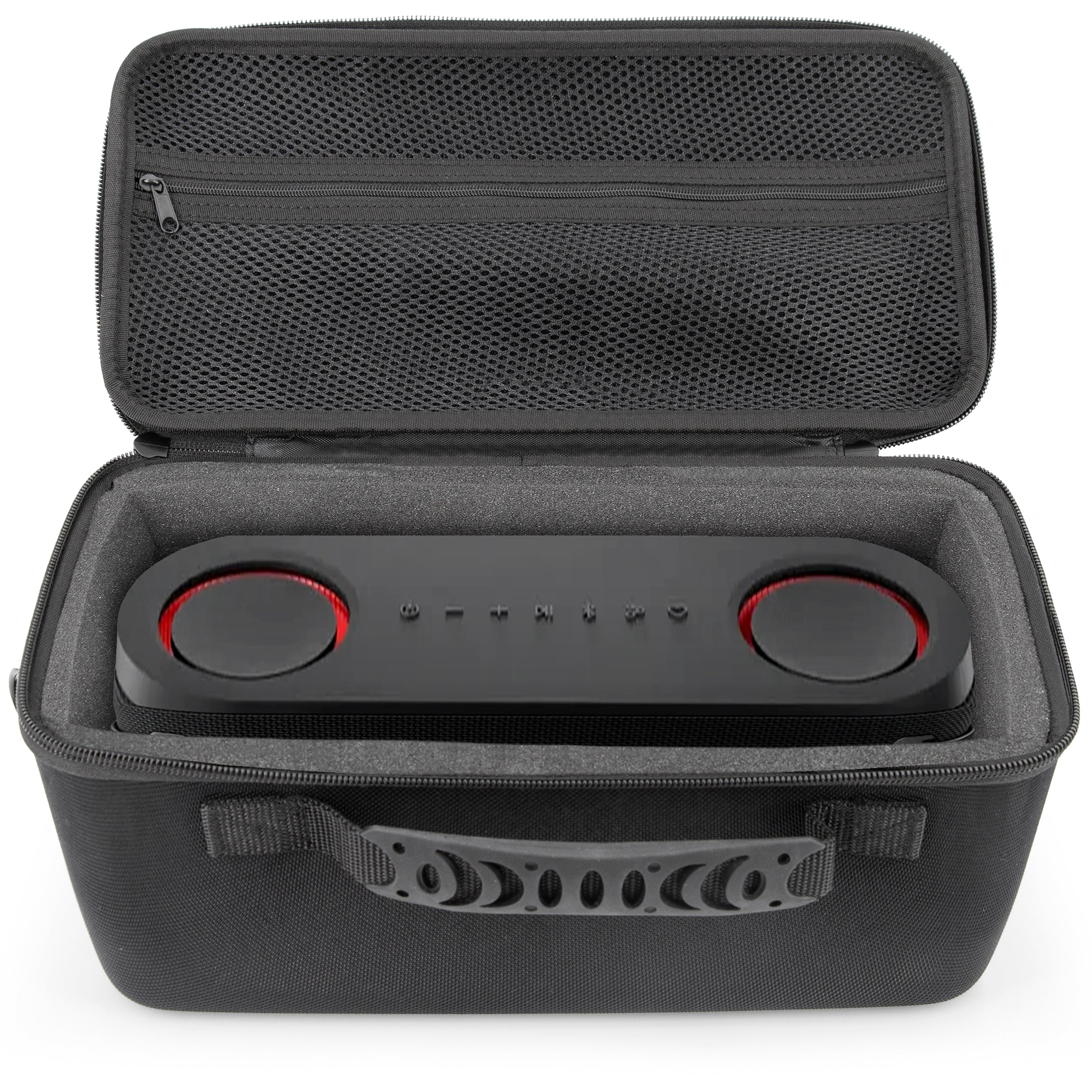 CASEMATIX Protective Carrying Case for LG XBOOM Bounce by will.i.am Portable Bluetooth Speaker - Durable Travel Storage with Handle & Strap - Perfect for Outdoor Adventures, Travel & Home Use