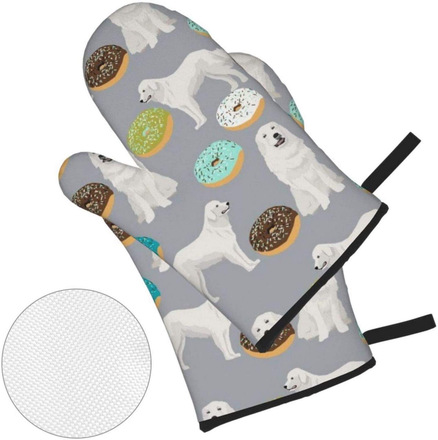 Great Pyrenees Dog Themed 4-Piece Oven Mitts & Pot Holders Set - Heat Resistant Kitchen Gloves with Non-Slip Grip for BBQ, Baking & Cooking - Perfect for Dog Lovers & Home Chefs