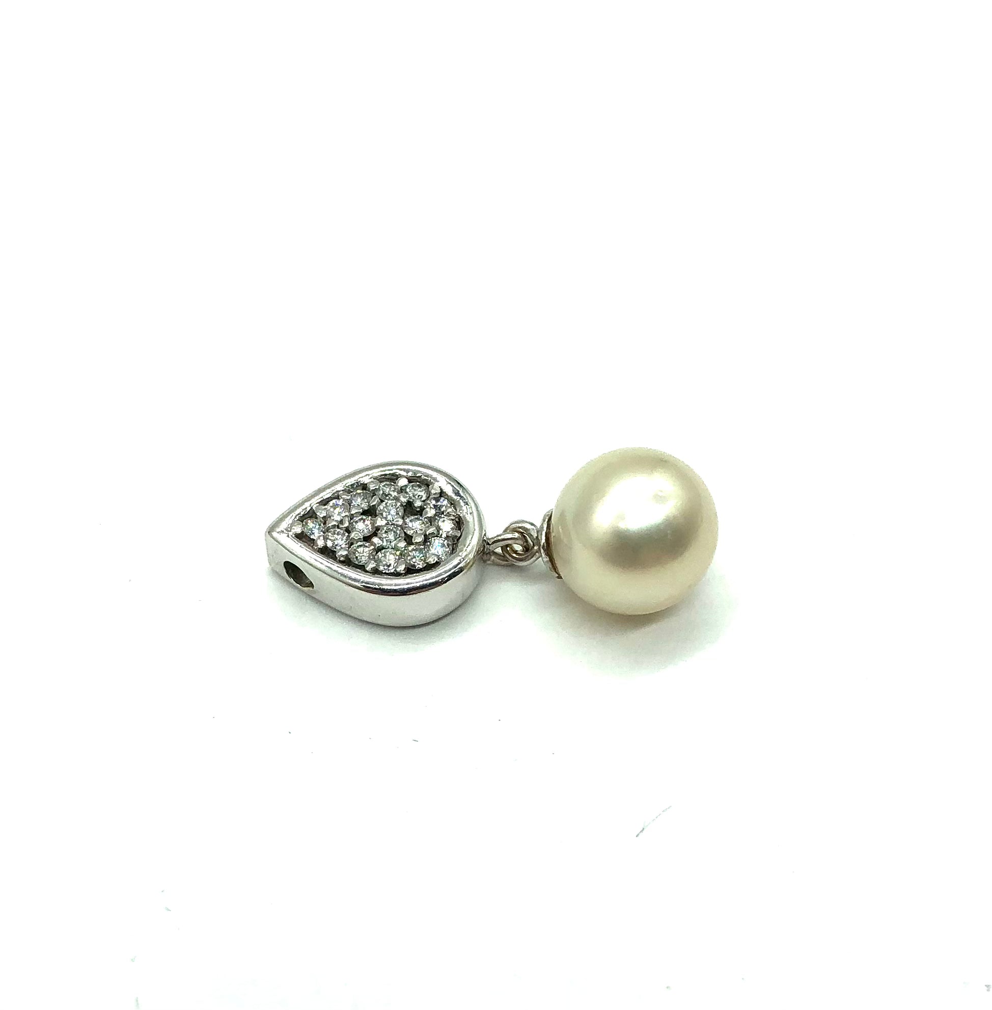Exquisite Pearl and Diamond Dangle Pendant Necklace - Elegant Jewelry for Women, Perfect for Weddings, Parties & Special Occasions