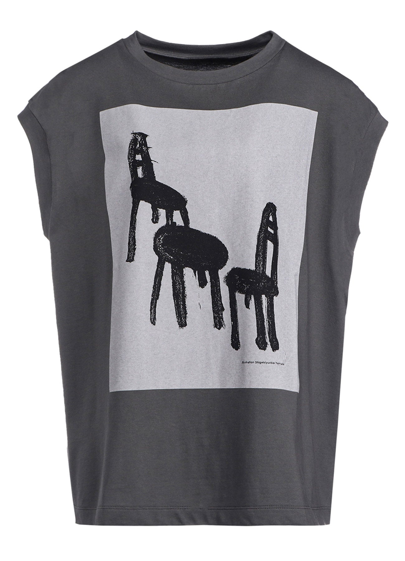 Cotton Jersey French Sleeve Shirt with Chair & Table Print - Casual Wear for Home, Office, and Outdoor Activities