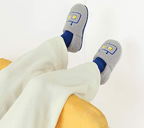 **Women's Warm Winter Slippers - Soft Indoor/Outdoor Robot Design with Colias Wing - Grey | Cozy House Shoes for Relaxing at Home & Quick Outdoor Errands**