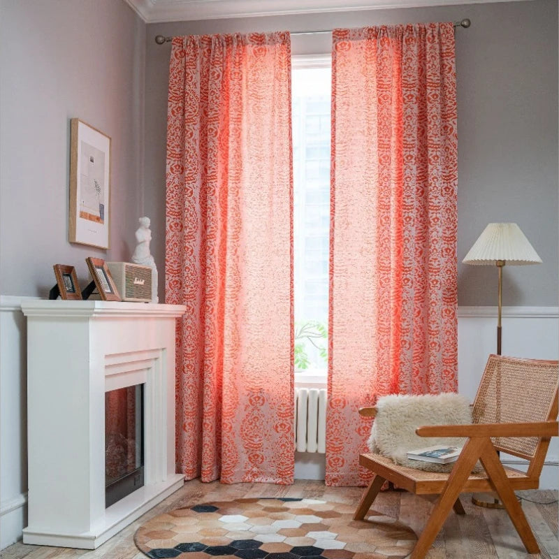 Ellen Floral Jacquard Light Filtering Custom Curtains - Elegant Window Treatment for Living Room, Bedroom & Nursery - Soft Sheer Drapes with Blackout Lining - Perfect for Home Decor & Sun Protection