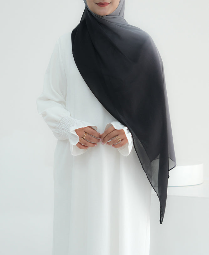 Premium Black Ombre Chiffon Scarf - Lightweight Rectangular Hijab for Women, Perfect for Daily Wear, Prayer, and Special Occasions