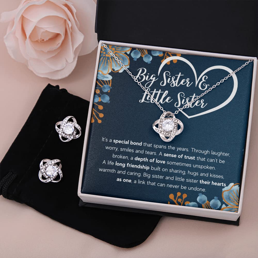 Best Sister Necklace Set for 2 - Big Sister & Little Sister Matching Jewelry with Message Card & Gift Box | Thoughtful Birthday Gift for Women | Perfect for Sibling Bonding, Special Occasions & Heartfelt Surprises