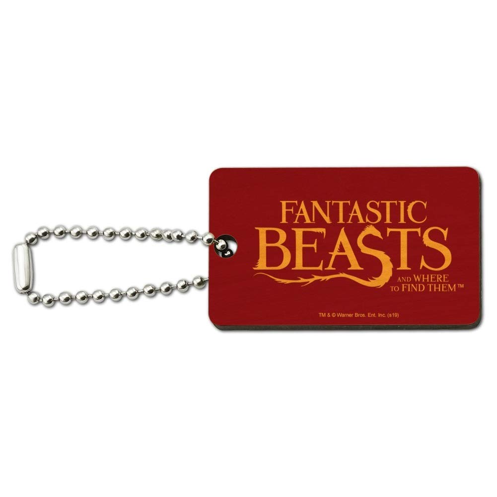 Fantastic Beasts and Where to Find Them Logo Wooden Rectangle Keychain - Harry Potter Inspired Key Ring for Wizards & Muggles - Perfect for Backpacks, Gift Bags & House Keys
