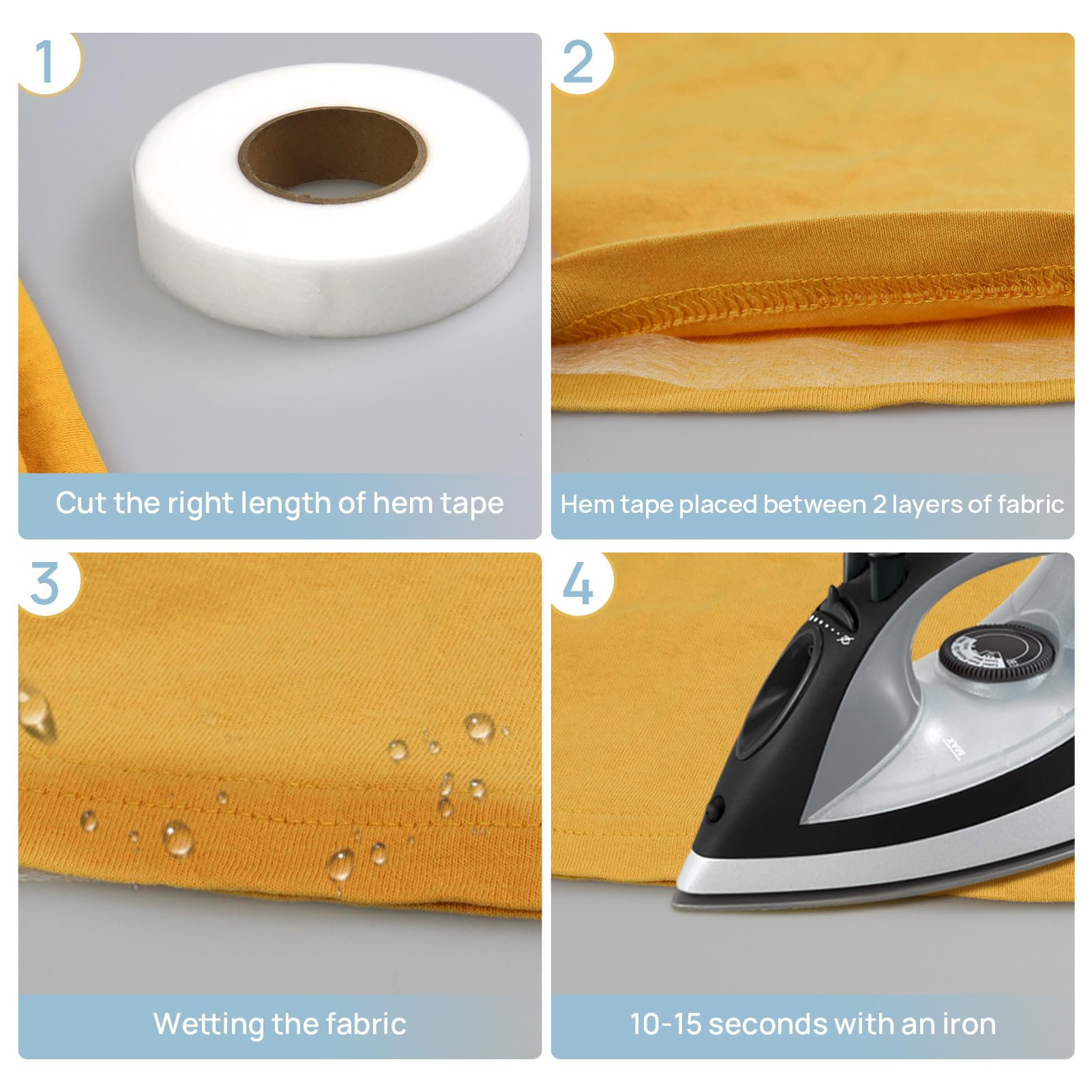 140 Yards Stitch Witchery Hemming Tape - 1 Inch No Sew Iron-On Adhesive Tape (2 Rolls) | Fusible Wonder Web for Hemming Pants, Curtains & Clothes | Perfect for Quick Clothing Repairs & DIY Fabric Projects