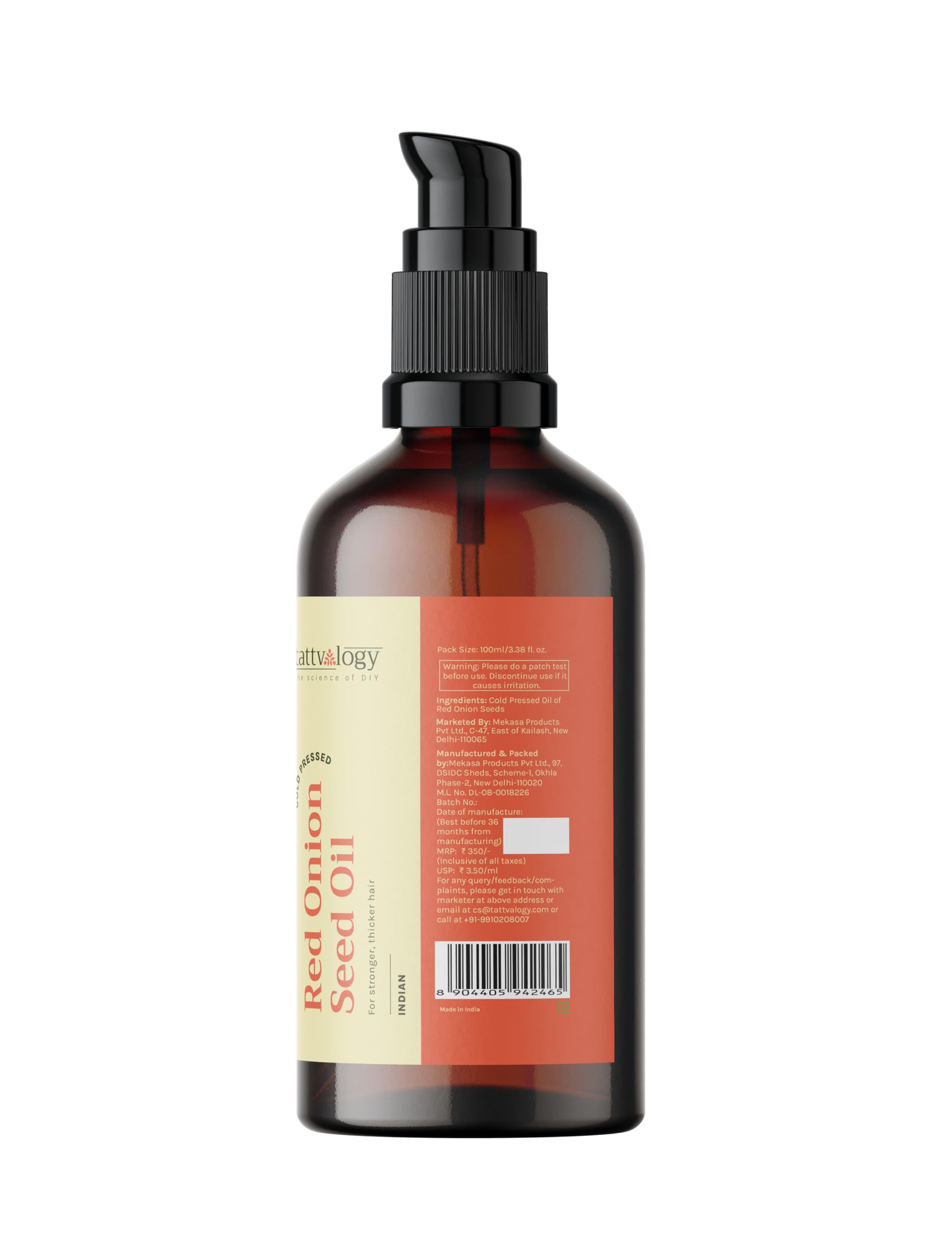Tattvalogy Red Onion Seed Oil for Hair Growth - 50ML | Reduces Hair Fall & Strengthens Hair | Natural Hair Care Solution for Thinning Hair & Scalp Health | Perfect for Daily Hair Treatment & Scalp Massage