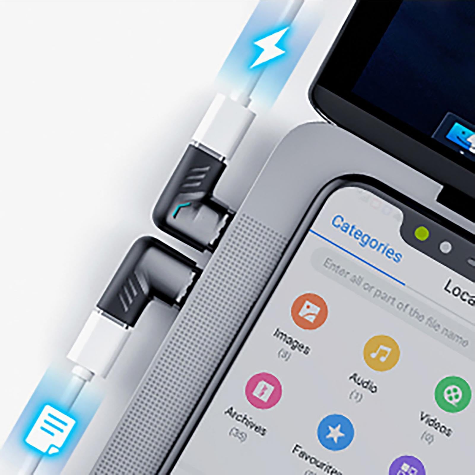 90 Degree Right Angle USB C Magnetic Charger - 120W Fast Charging & 480Mbps High Speed Data Transfer | Durable Magnetic Phone Adapter for iPhone, Samsung, iPad | Perfect for Gaming, Driving & Night Charging