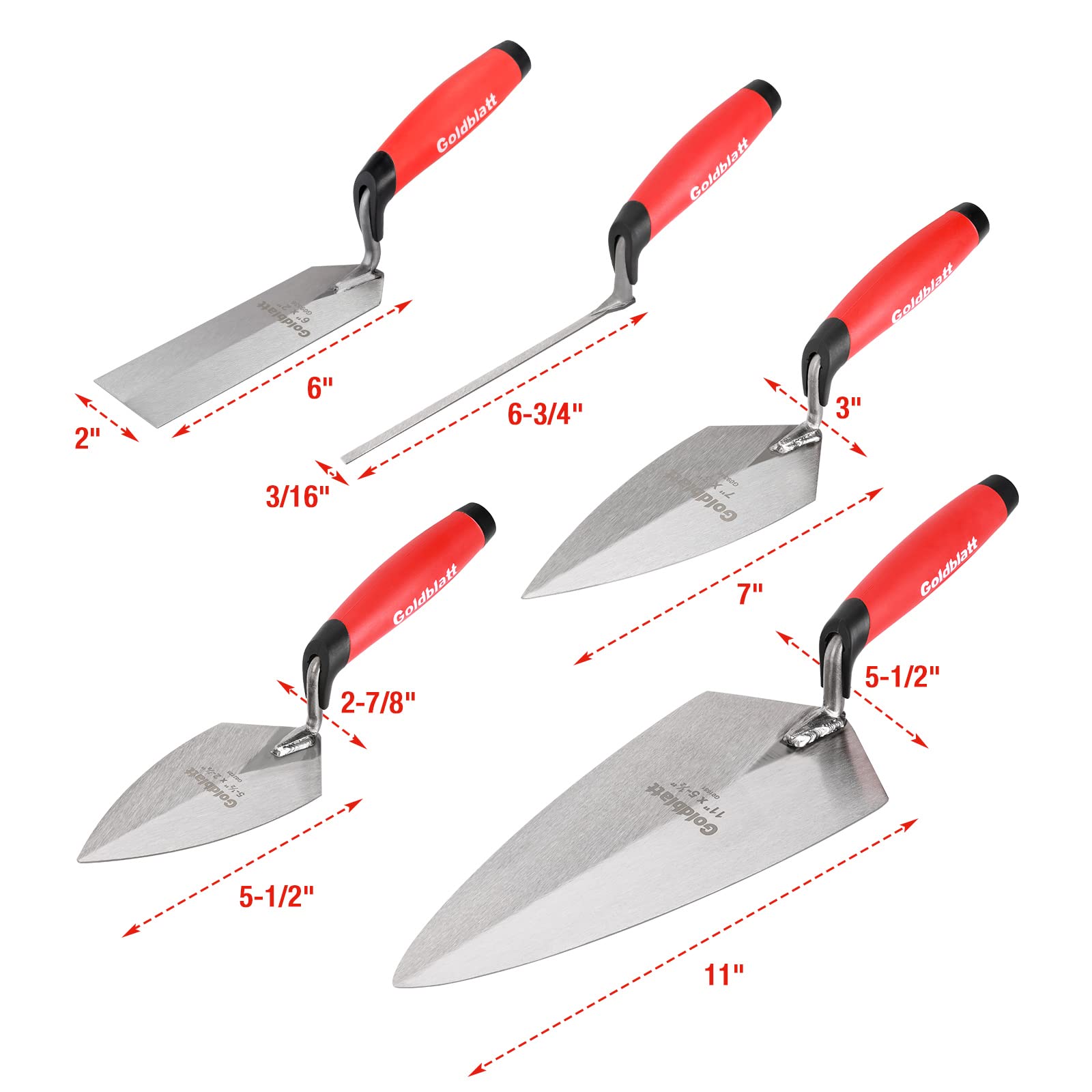 Goldblatt 12-Piece Masonry Hand Tool Set & 8-Piece Masonry Tool Kit - Professional Bricklaying Tools for Concrete, Brick, and Stone Work - Perfect for DIY Home Projects and Construction Jobs