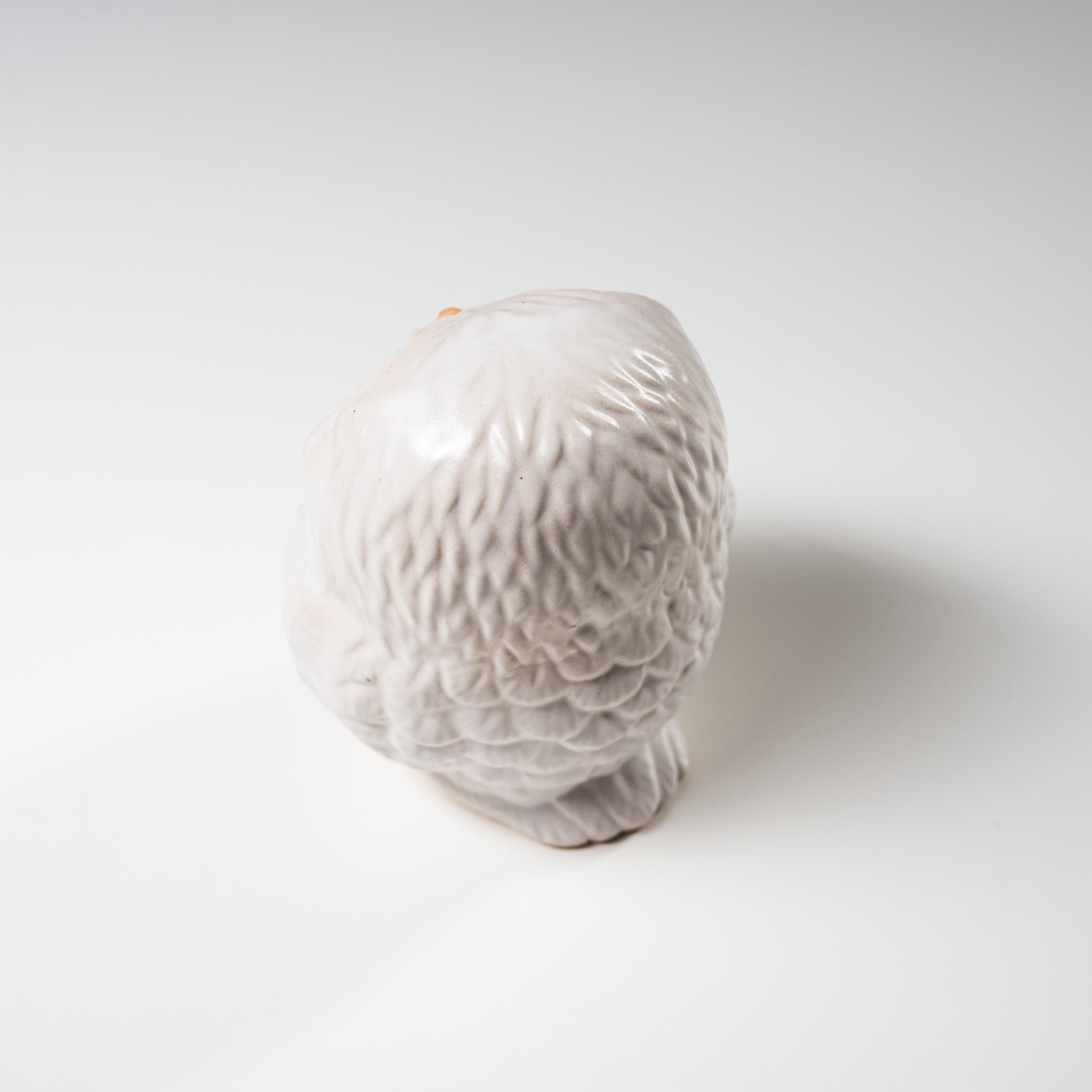 Shigaraki Ware Lucky Owl Ornament - 12cm Charming White Japanese Ceramic Figurine for Home Decor, Office Feng Shui & Gift Giving