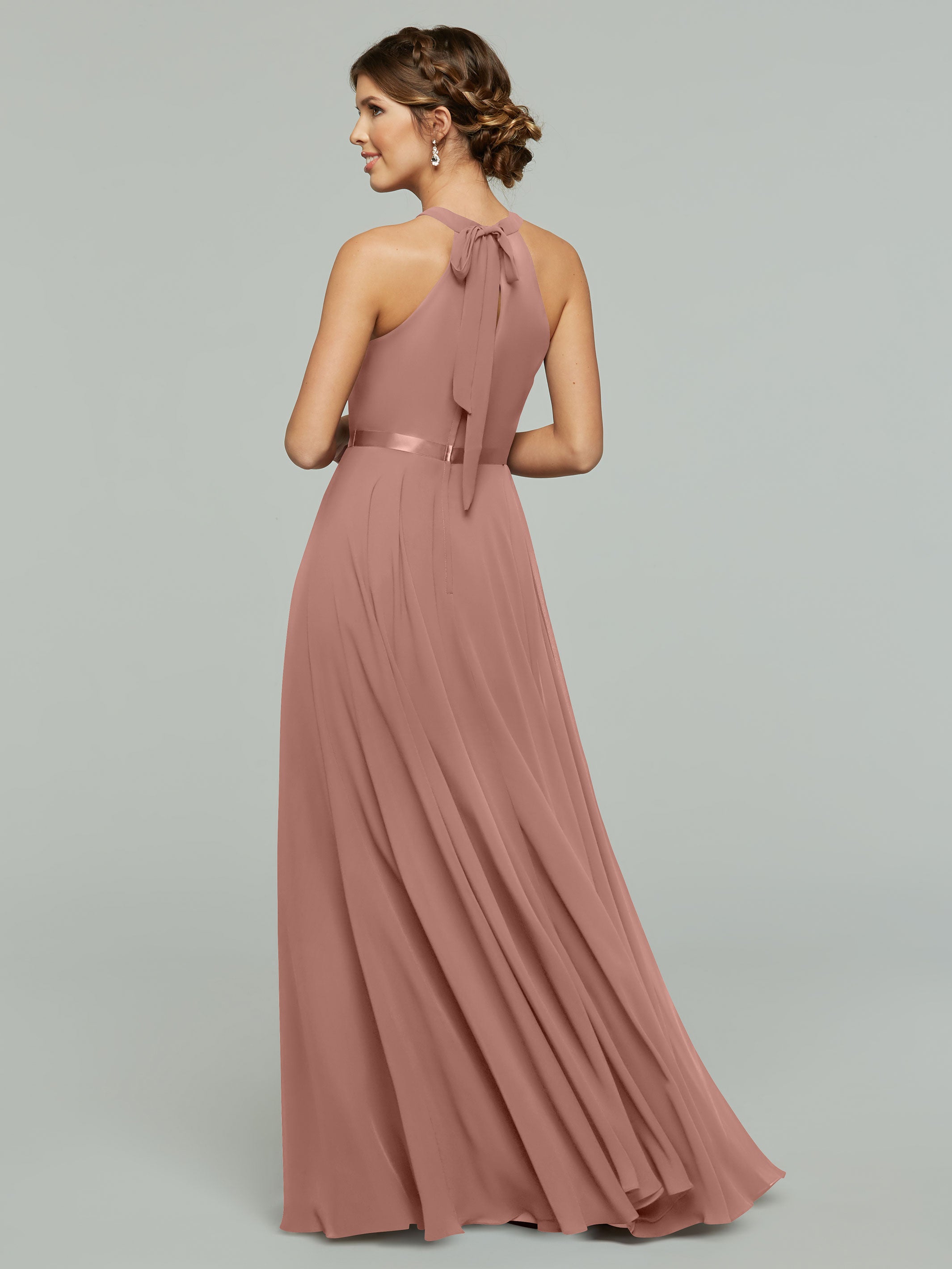 Elegant A-Line Chiffon Bridesmaid Dress with Halter Neckline - Perfect for Weddings, Formal Events & Special Occasions