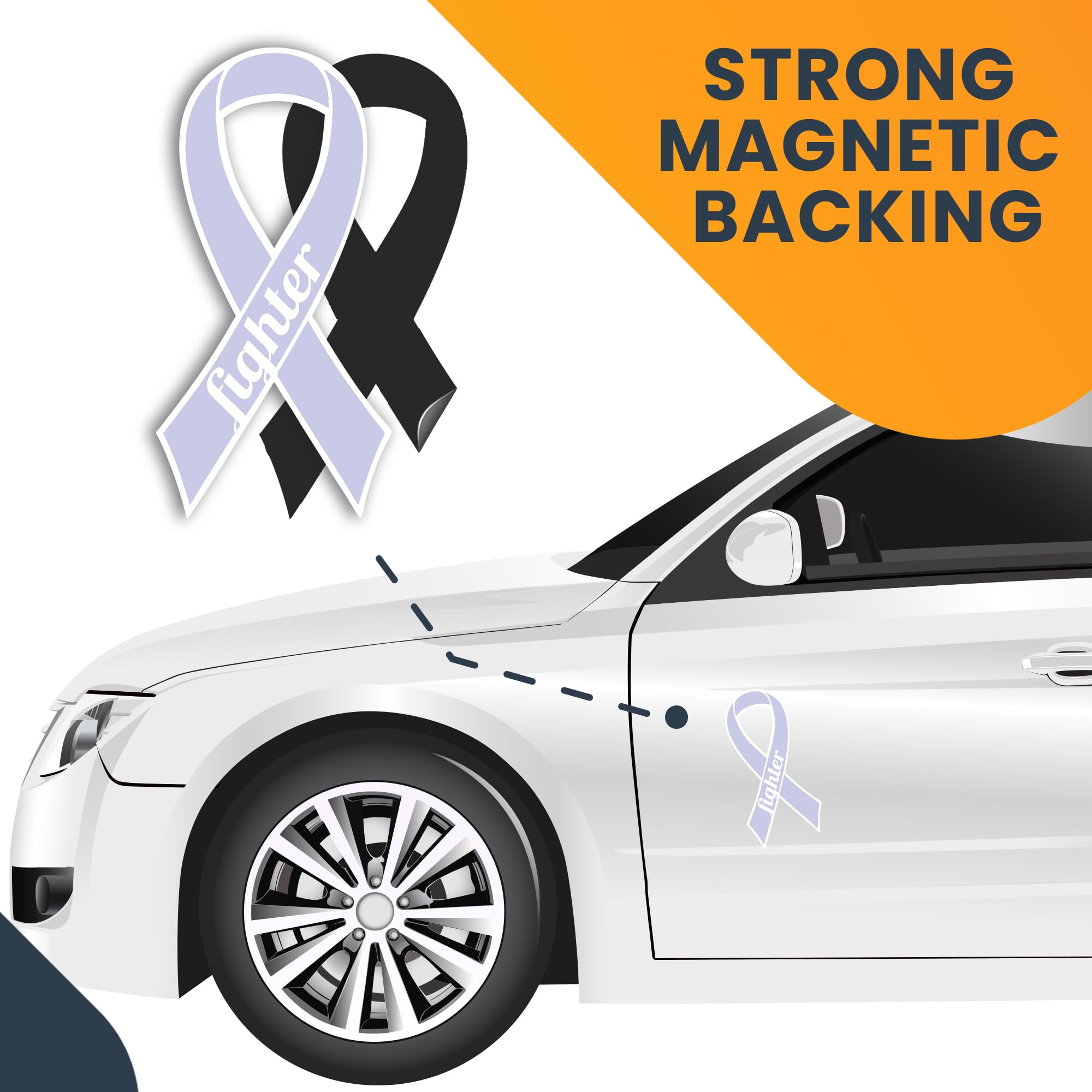 Periwinkle Ribbon Car Magnet for Esophageal & Stomach Cancer Awareness - 3.5x7 Inch Heavy Duty Automotive Decal for Cars, Trucks & SUVs | Support Survivors | Made in USA | Perfect for Awareness Events, Fundraisers & Survivor Celebrations