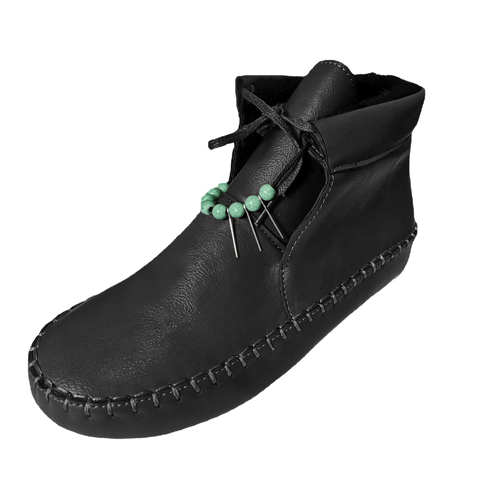 Women's Retro Brown Flat Toe Lace-Up Velvet Round Short Plus Boots - Low Heel Leather Ankle Boots for Casual Wear & Vintage Outfits