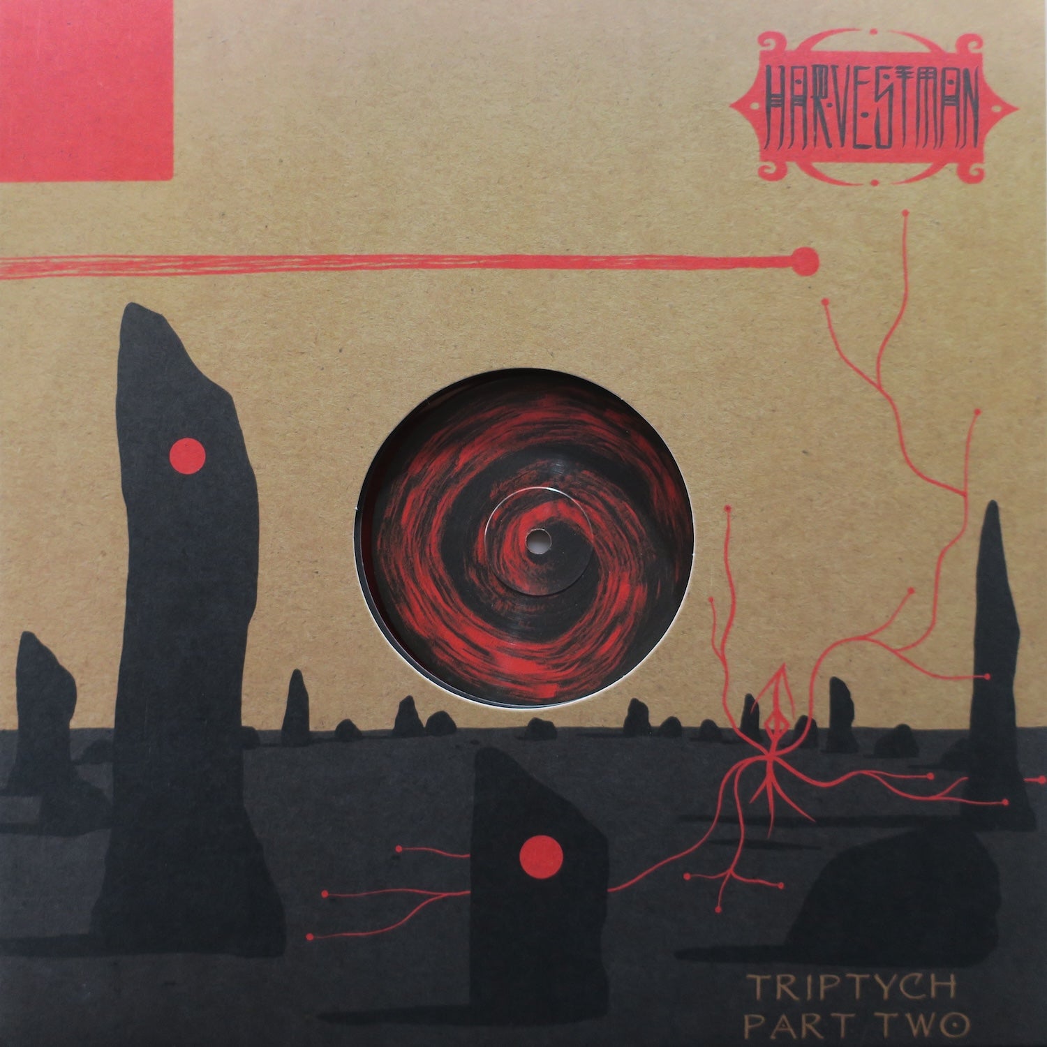 Steve Von Till from Neurosis - HARVESTMAN 'Triptych: Part Two' RED/BLACK Vinyl LP | Limited Edition Collector's Item for Music Enthusiasts & Vinyl Collectors | Perfect for Home Listening, Gifts, and Music Collections