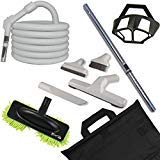 Premium Hard Floor Central Vacuum Cleaning Kit - 35ft Pistol Grip Hose with Extension Wand | Ideal for Hardwood, Tile & Laminate Floors in Homes & Offices