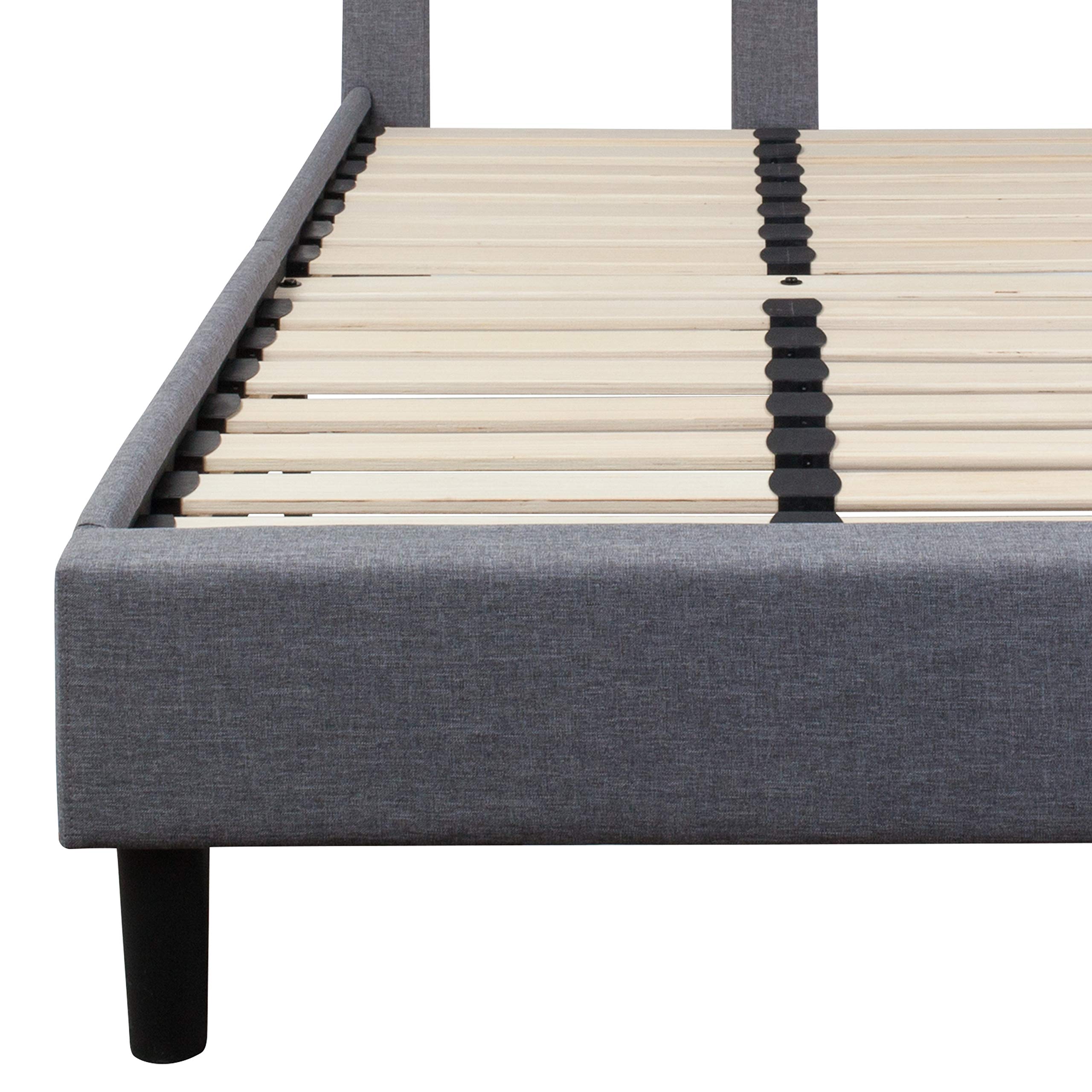 Twin Size Arched Tufted Platform Bed Frame with Light Gray Fabric Upholstery - Perfect for Small Bedrooms, Guest Rooms & Dorm Rooms