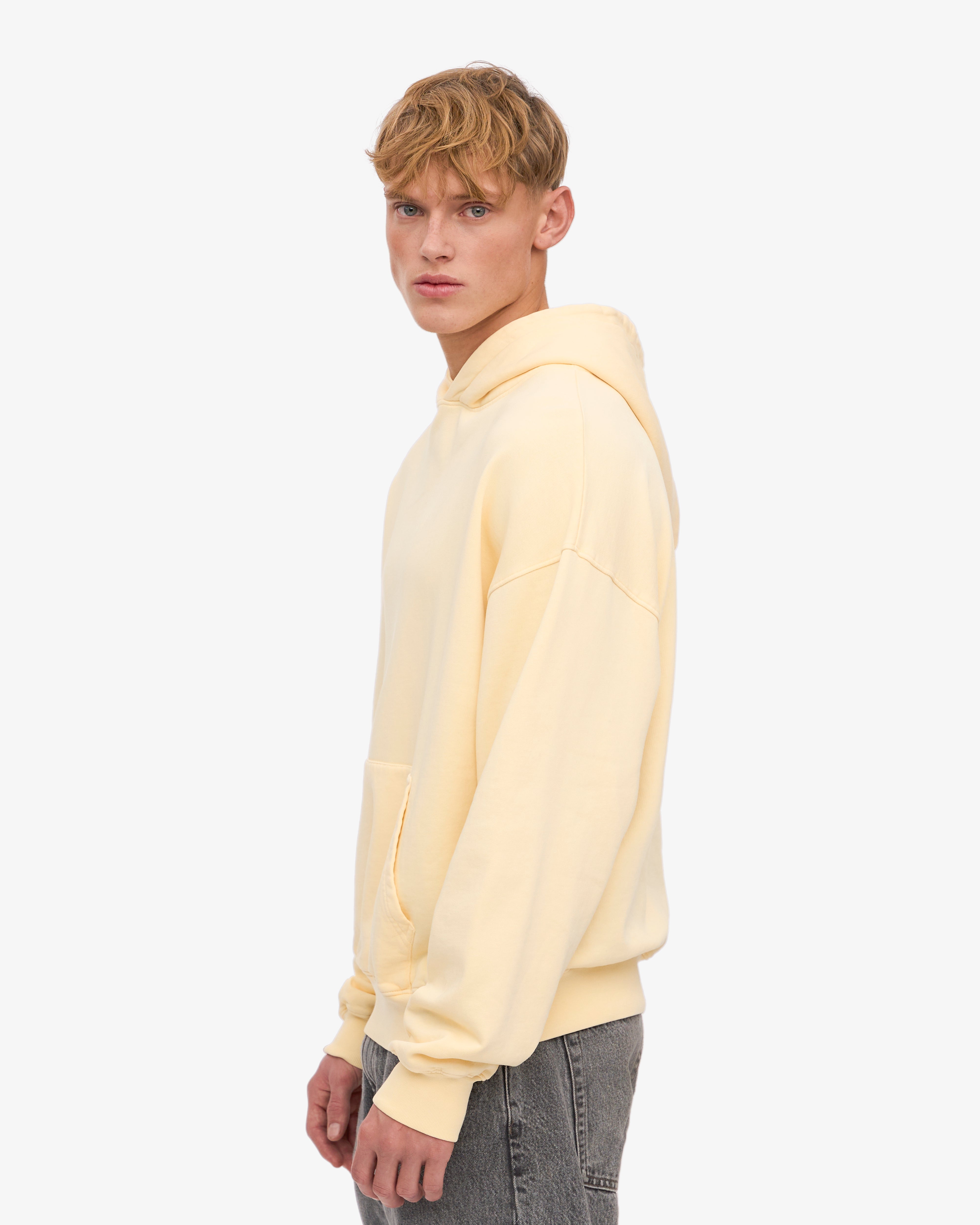 Organic Oversized Hoodie - Soft Yellow | Eco-Friendly Cotton Pullover for Women & Men | Perfect for Casual Wear, Loungewear & Outdoor Activities