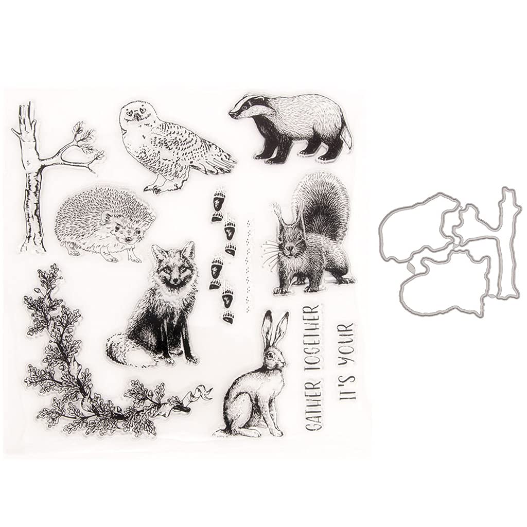 DIY Scrapbooking Squirrel Bird Seal Stamp with Cutting Dies Stencil Set - Emboss & Die Cuts for Card Making, Invitations, Journals & Paper Crafts
