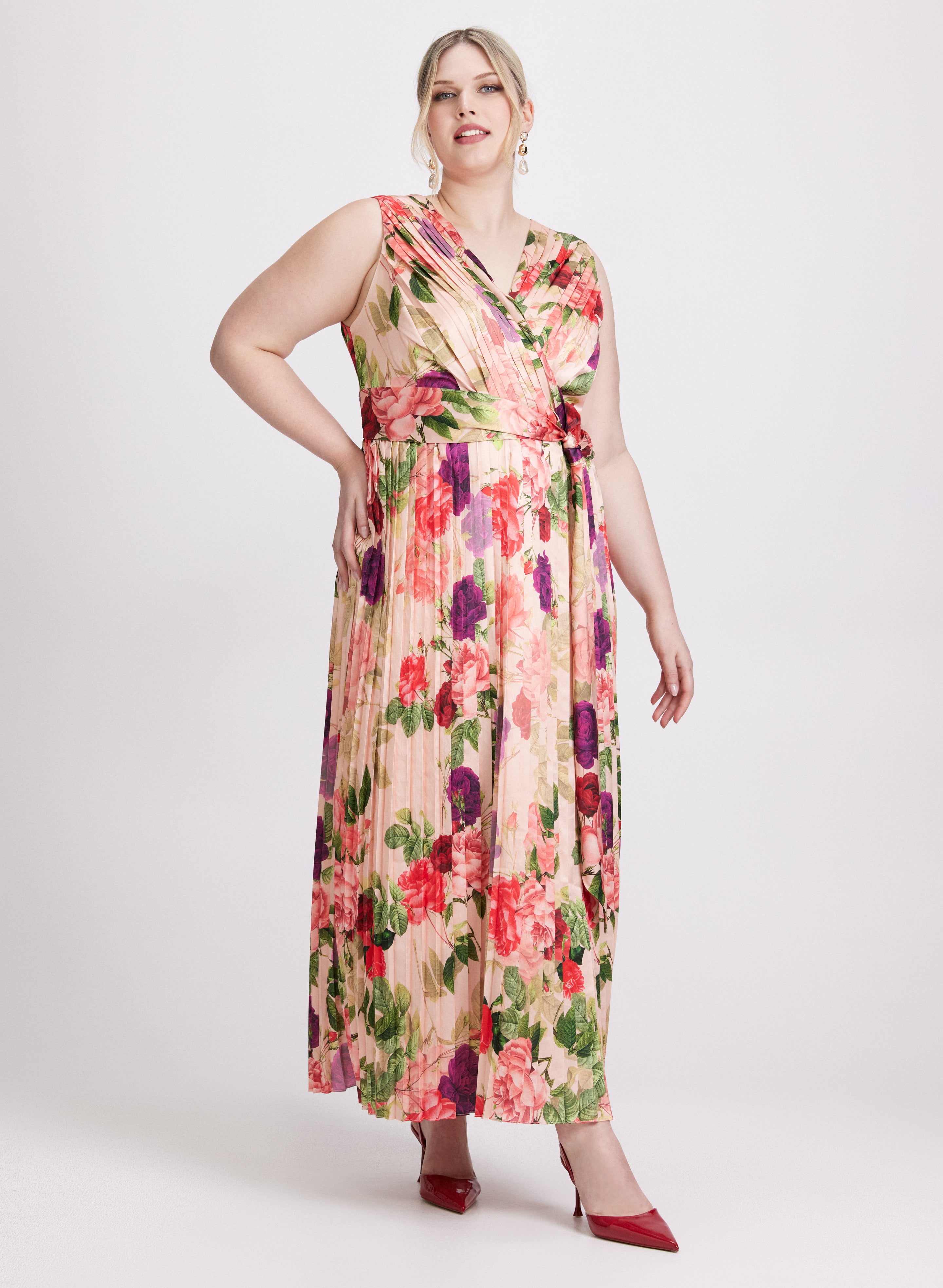 Elegant Floral Satin Dress for Women - Summer Party, Wedding Guest, Cocktail & Evening Occasions