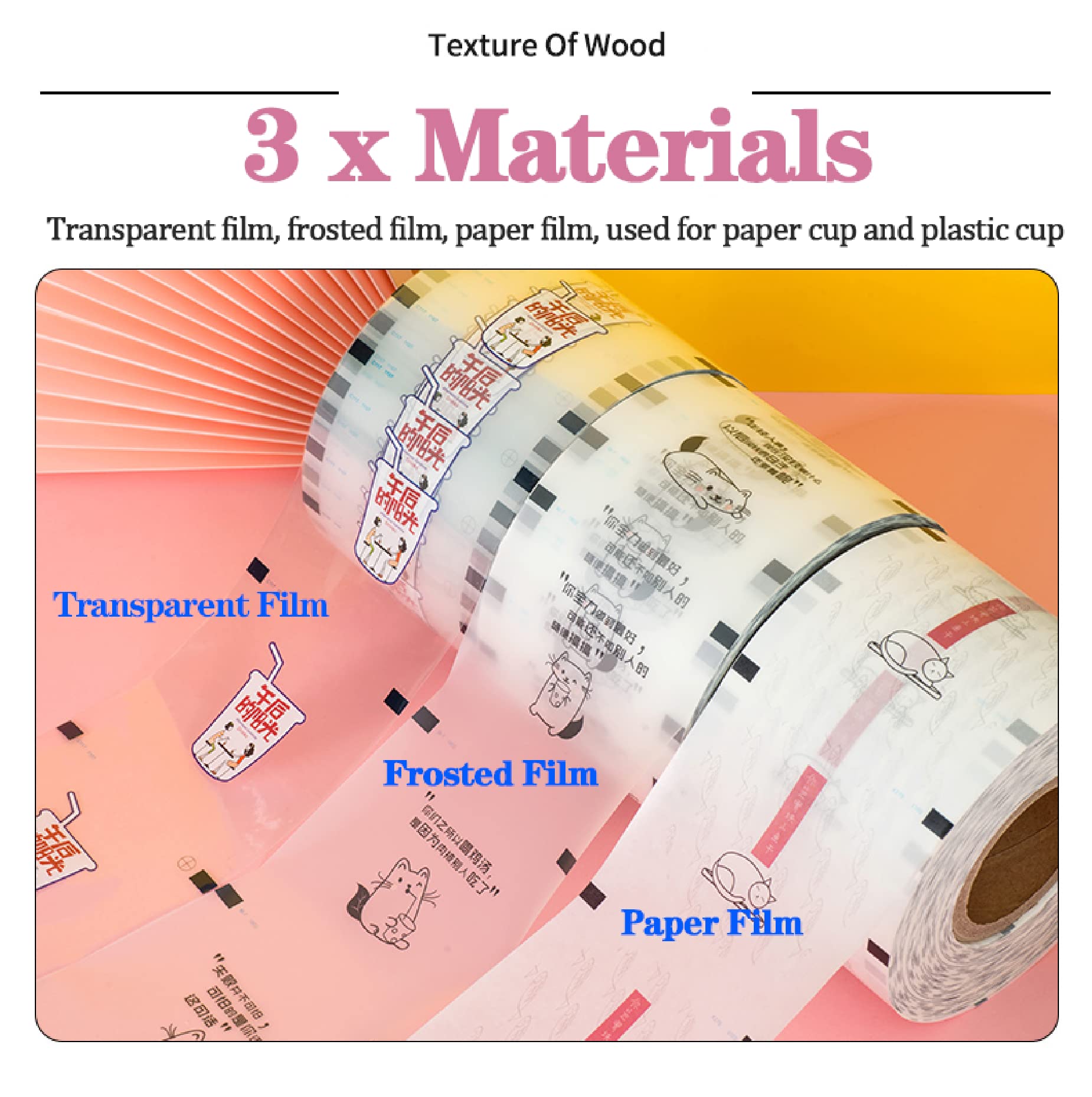 Custom Tea Cup Sealer Film - Personalized 90/95mm Plastic & Paper Cup Lids (4 Rolls, Matte Finish) - Perfect for Bubble Tea Shops, Coffee Houses & Takeout Businesses