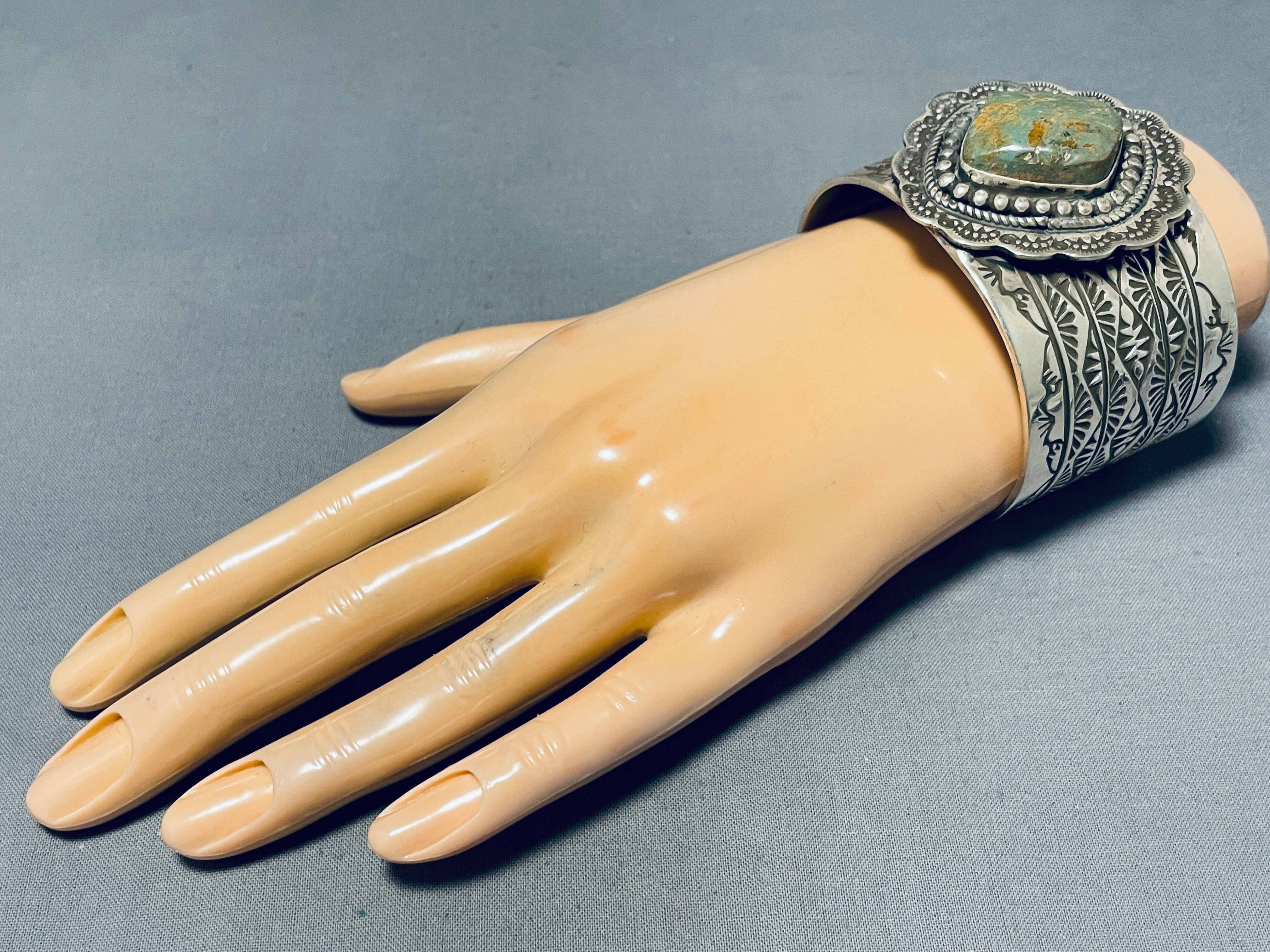 132 Grams Authentic Navajo Royston Turquoise Sterling Silver Handmade Signed Bracelet - Perfect for Boho Fashion, Native American Jewelry Collectors & Gift Giving