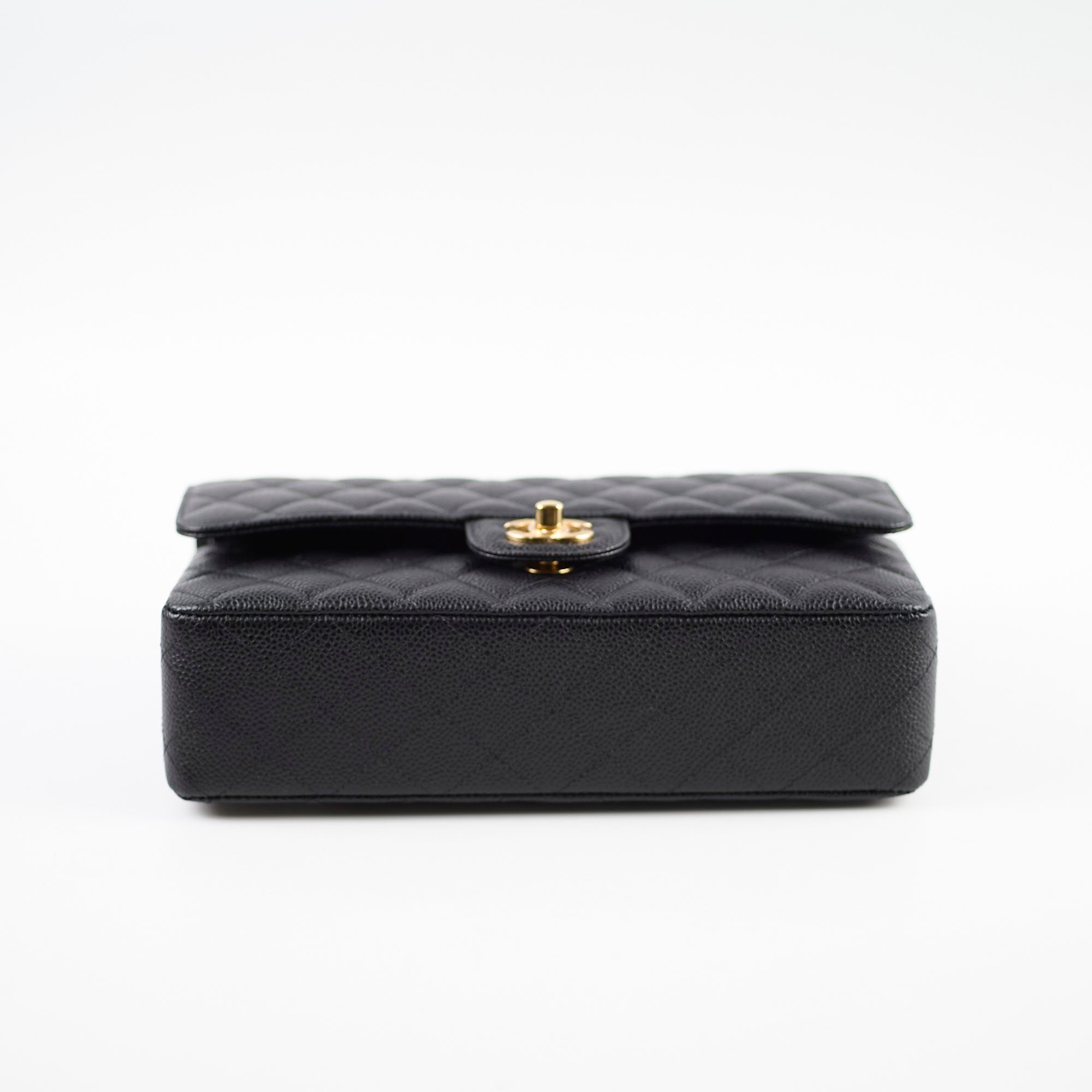 Chanel Medium/Large Caviar Leather Double Classic Flap Bag Black with Microchip - Luxury Designer Handbag for Women, Perfect for Work, Evening Events & Special Occasions