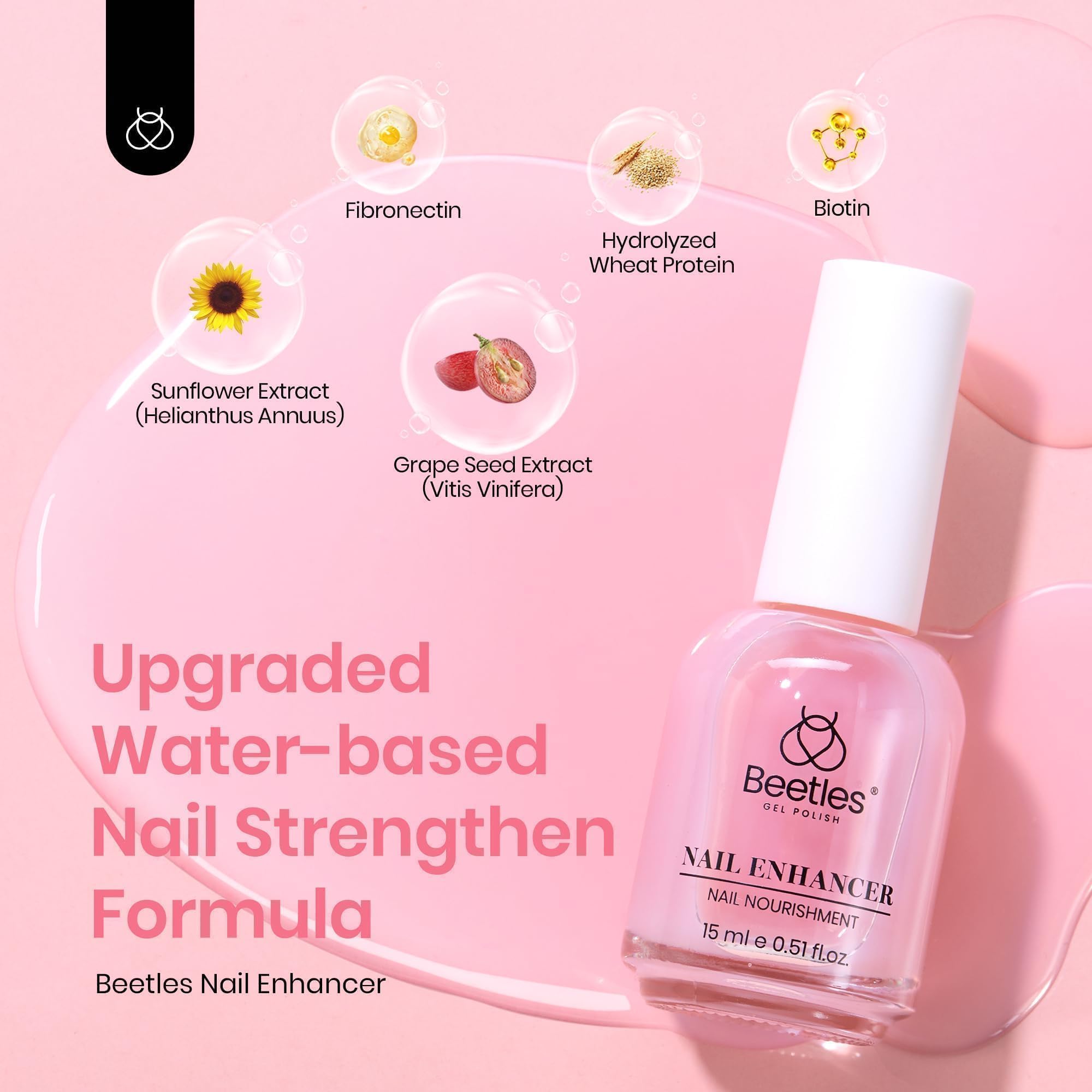 Beetles Nail Strengthener - Clear Air Dry Nail Polish for Stronger, Healthier Nails | Nail Growth Treatment for Thin & Weak Nails | Perfect for At-Home Manicures & Nail Care Routines