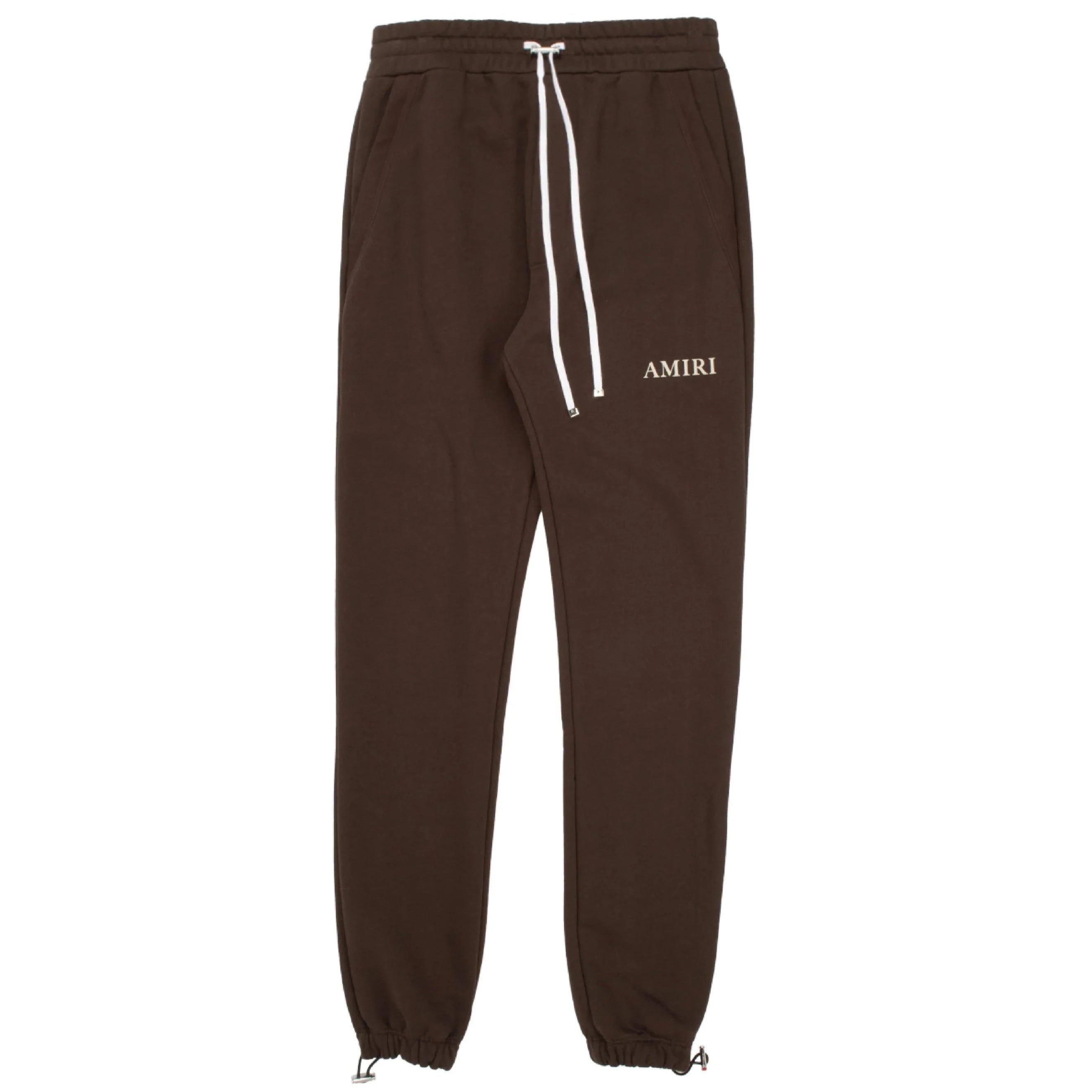 Amiri Brown Puff Logo Sweatpants for Men - Luxury Streetwear Joggers with Embroidered Logo - Perfect for Casual Wear, Gym & Lounge