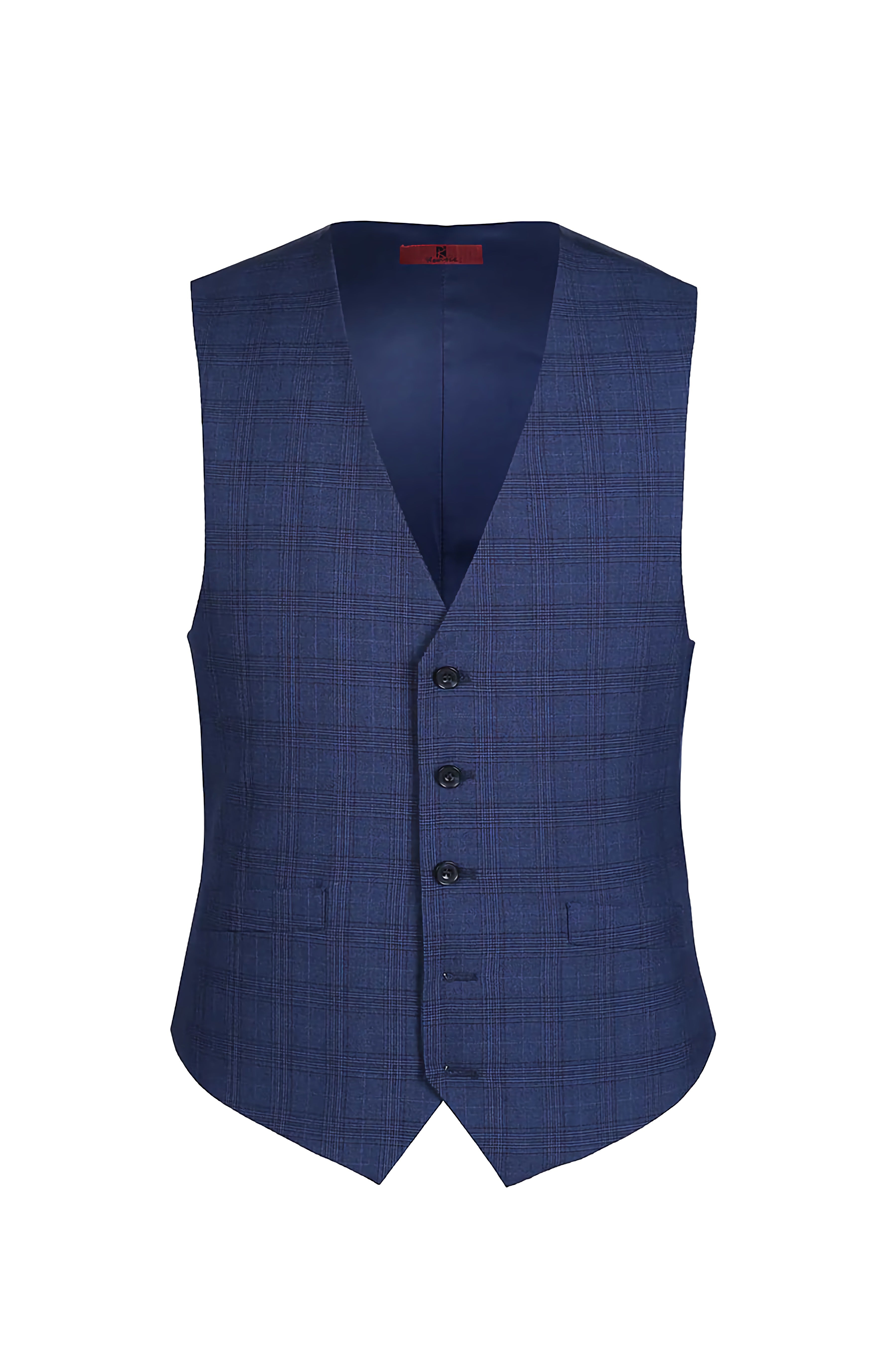 Men's 3-Piece Blue Glen Plaid Suit Set - 2 Button Regular Fit Business Formal Attire for Weddings & Office Wear