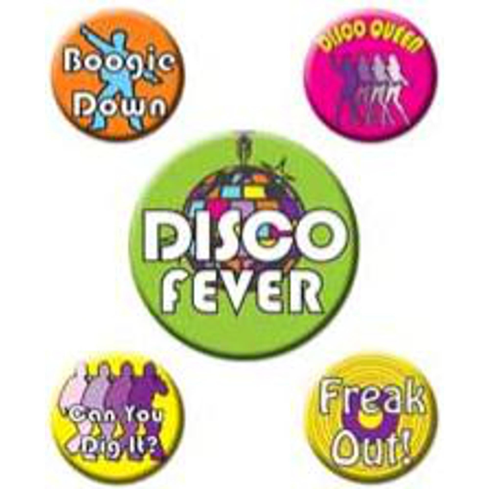 Groovy Disco Party Buttons - 5 Pack Funky Retro Style Badges for Dance Parties, Costumes & Collectibles | Perfect for 70s Theme Events, Rave Outfits & Pin Collections
