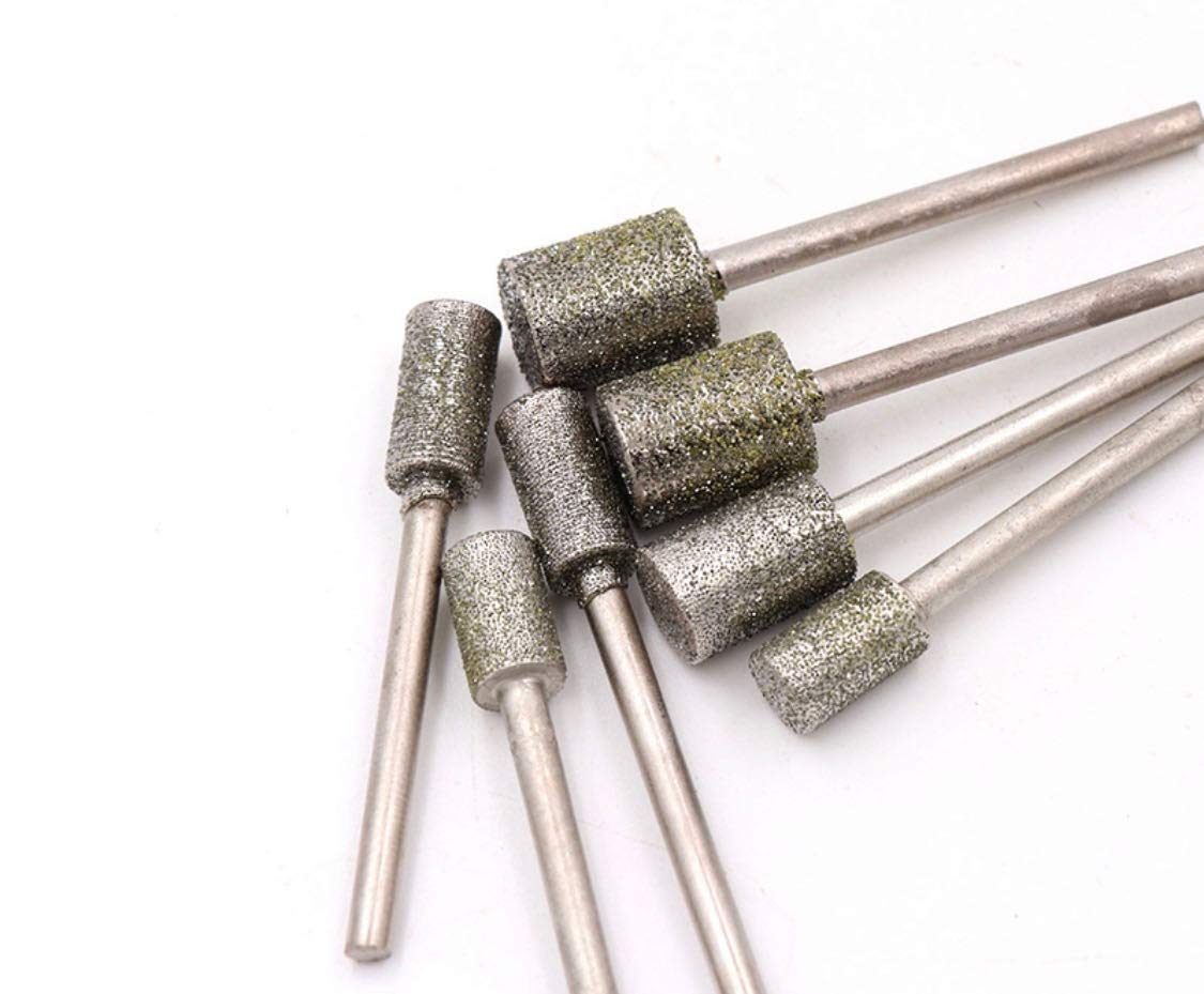 10 PCS Diamond Grinding Bits Set - 10mm Cylinder Head with 1/8