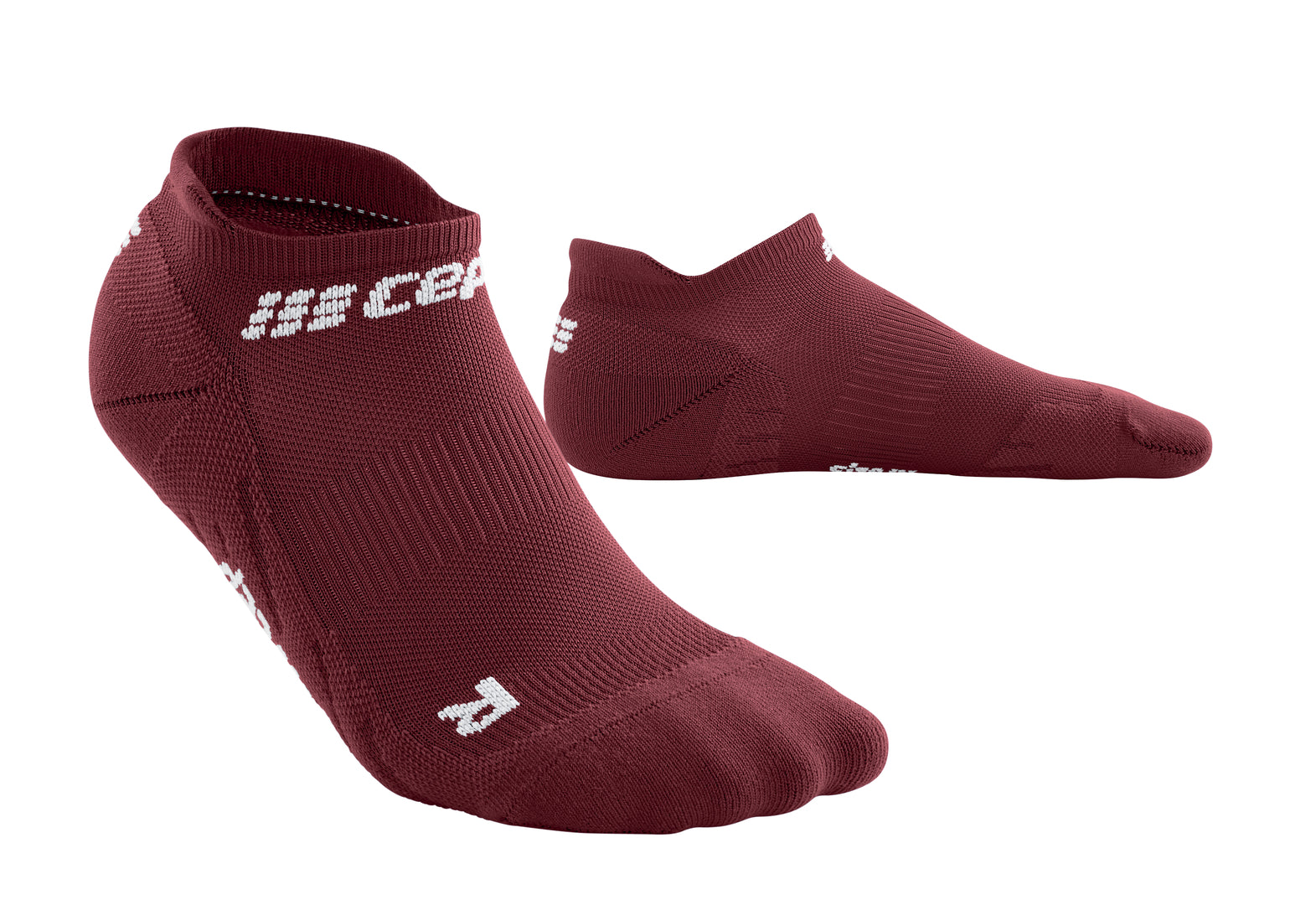 CEP Women's The Run Socks No Show V4 - Dark Red (WP268R) | Breathable Running Socks for Women | Perfect for Jogging, Gym Workouts & Everyday Comfort
