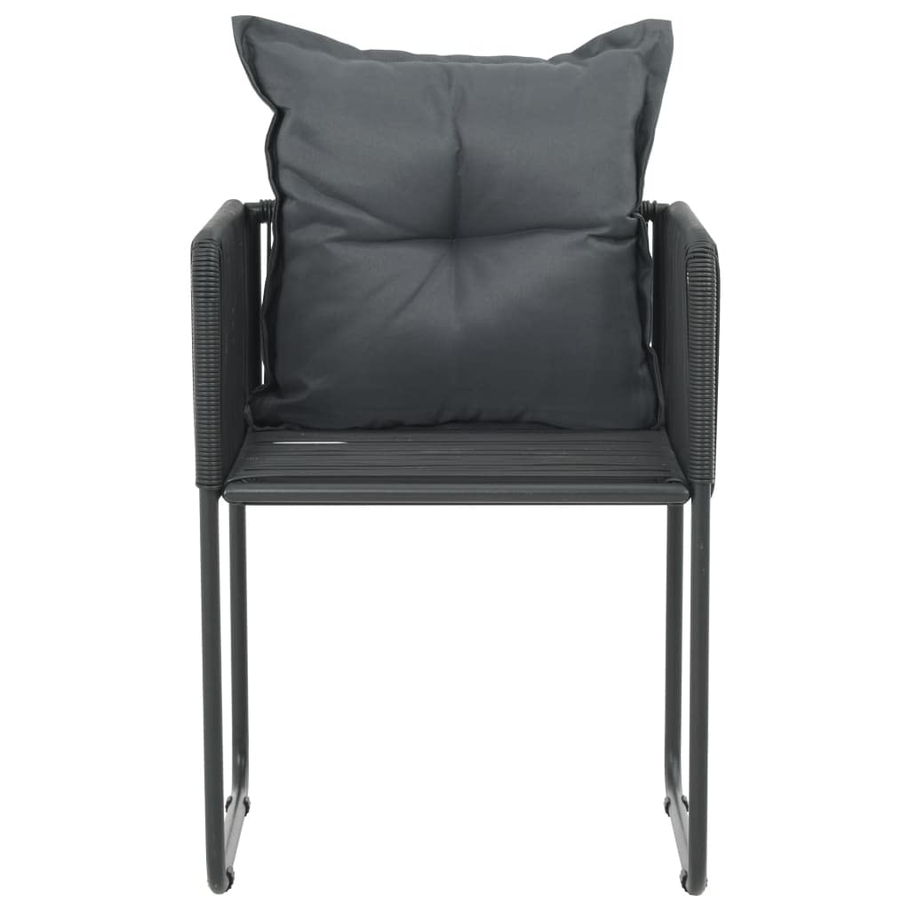 SKM 2-Piece Patio Chairs Set with Cushions - Durable Poly Rattan Outdoor Furniture in Black - Perfect for Garden, Poolside & Backyard Relaxation