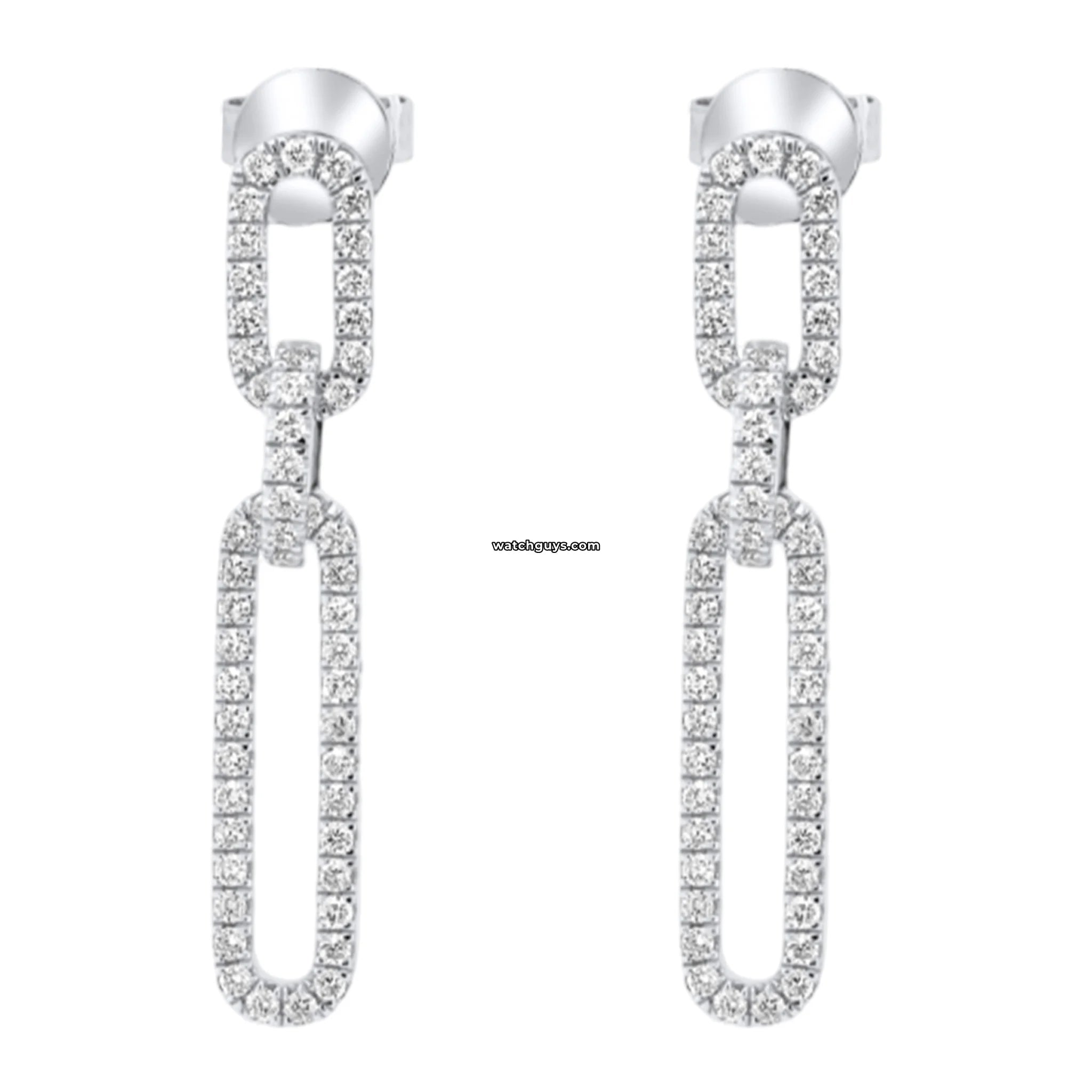 18k White Gold Paperclip Diamond Drop Earrings - Elegant Dangle Earrings for Women, Perfect for Weddings, Parties & Special Occasions