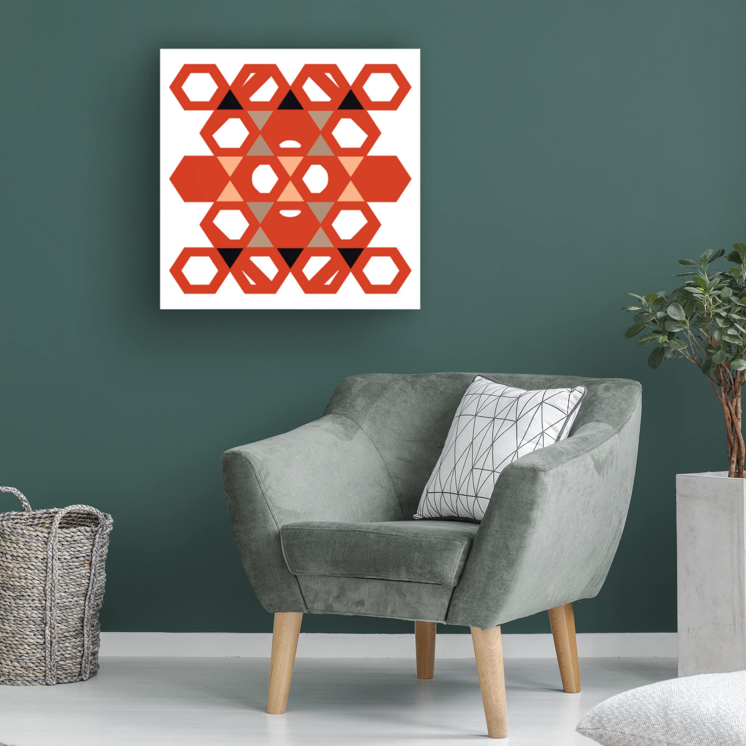 Hexagon Pattern 31 Abstract Canvas Wall Art by Richard Homawoo - Modern Geometric Home Decor for Living Room, Bedroom & Office