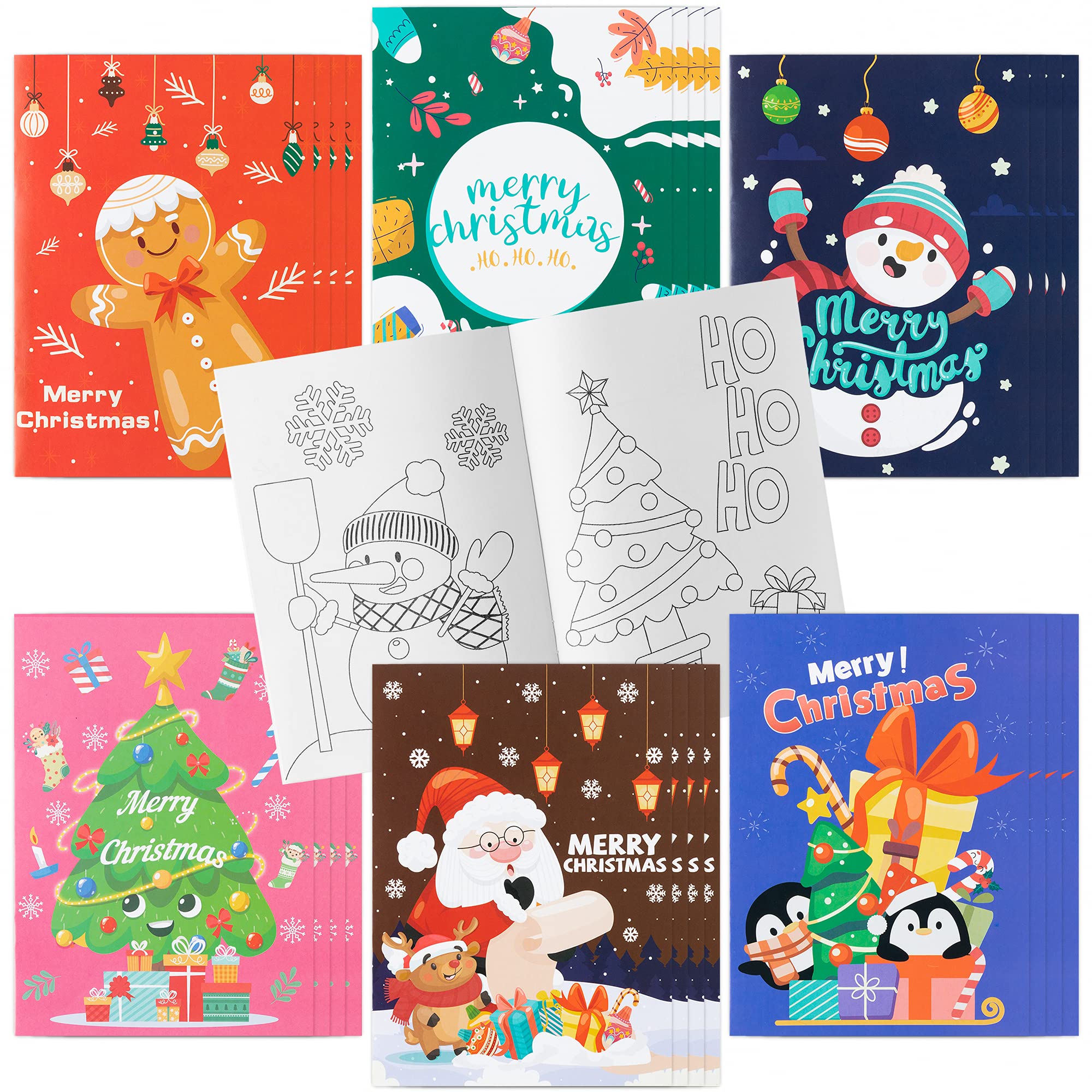 24Pcs Christmas Coloring Books for Kids - Santa, Reindeer, Gingerbread Man, Mistletoe & More | Fun Holiday Activity Books for Boys & Girls | Perfect for Xmas Parties, School Activities & Family Gift Giving