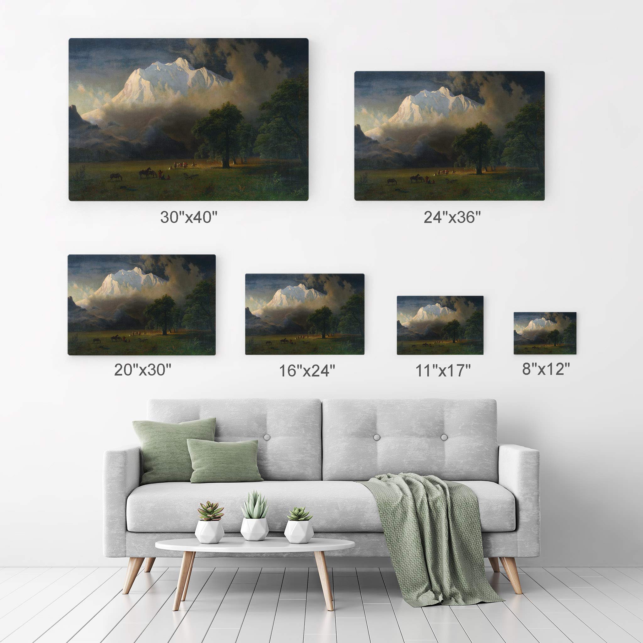 Albert Bierstadt Mount Adams Washington Classic Art Metal Wall Print - 16x24 Oil Painting Reproduction Home Decor - Ready to Hang Made in USA | Living Room, Bedroom, Office Wall Art