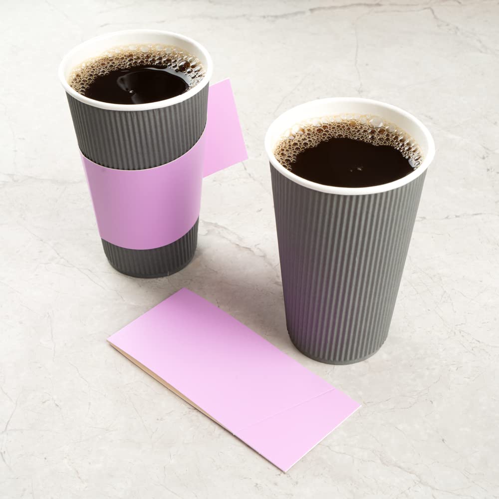 Restpresso 1000 Disposable Hot Coffee Cup Sleeves with Handle - Fits 12oz, 16oz & 20oz Cups | Lavender Paper Coffee Jackets for Restaurants, Cafes & Takeout (Cups Sold Separately) - Perfect for Coffee Shops, Office Break Rooms & Catering Events