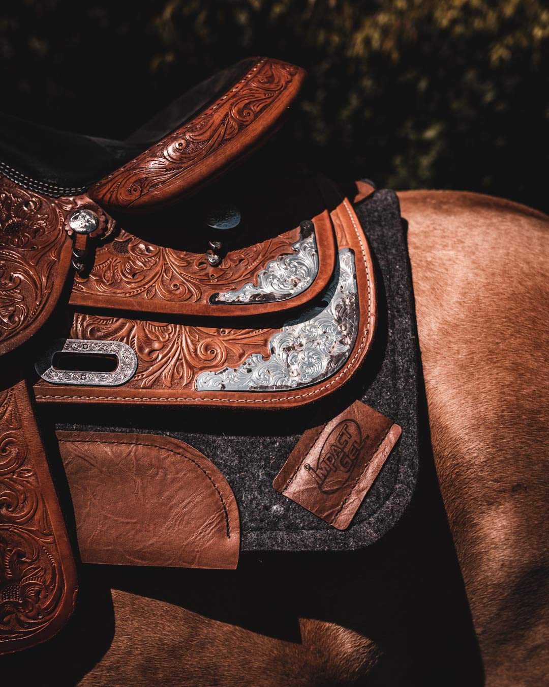 Impact Gel Contour Felt Saddle Pad for Horses - Shock Absorbing & Pressure Relief - Perfect for Trail Riding, Dressage & Jumping